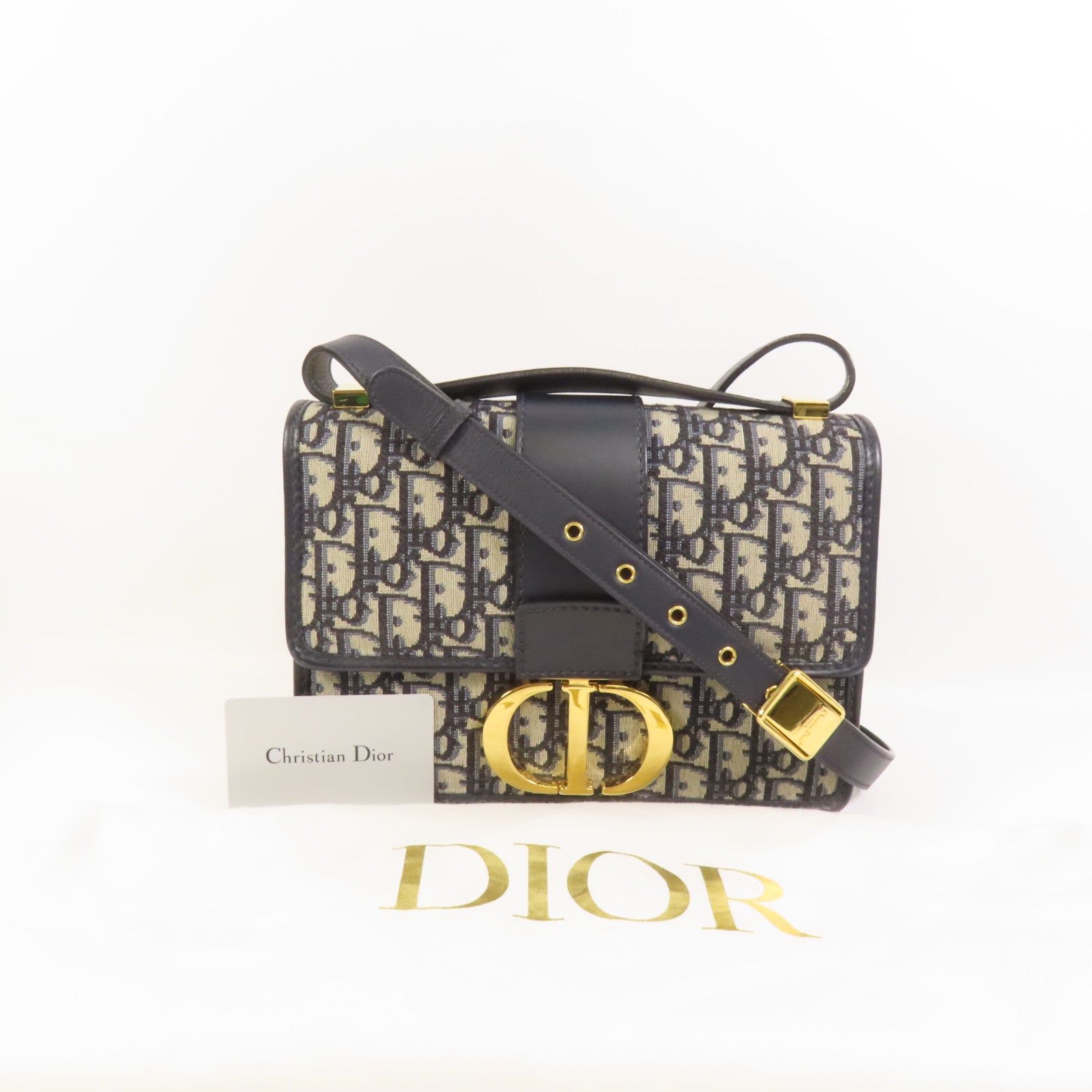 Dior 帆布Montaigne 30金扣肩背袋