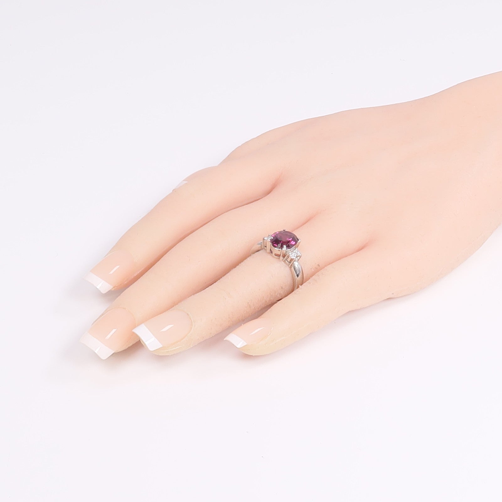 JEWELRY PT900鉑金Rhodolite Garnet Diamond Ring紅榴石/鑽石戒指
