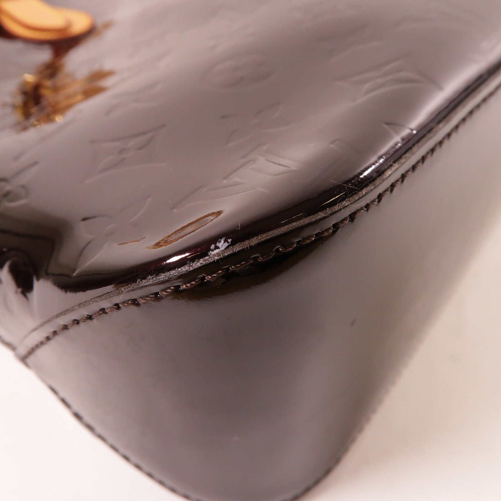 LOUIS VUITTON 【激減優惠】Vernis Brentwood金扣手挽袋酒紅色