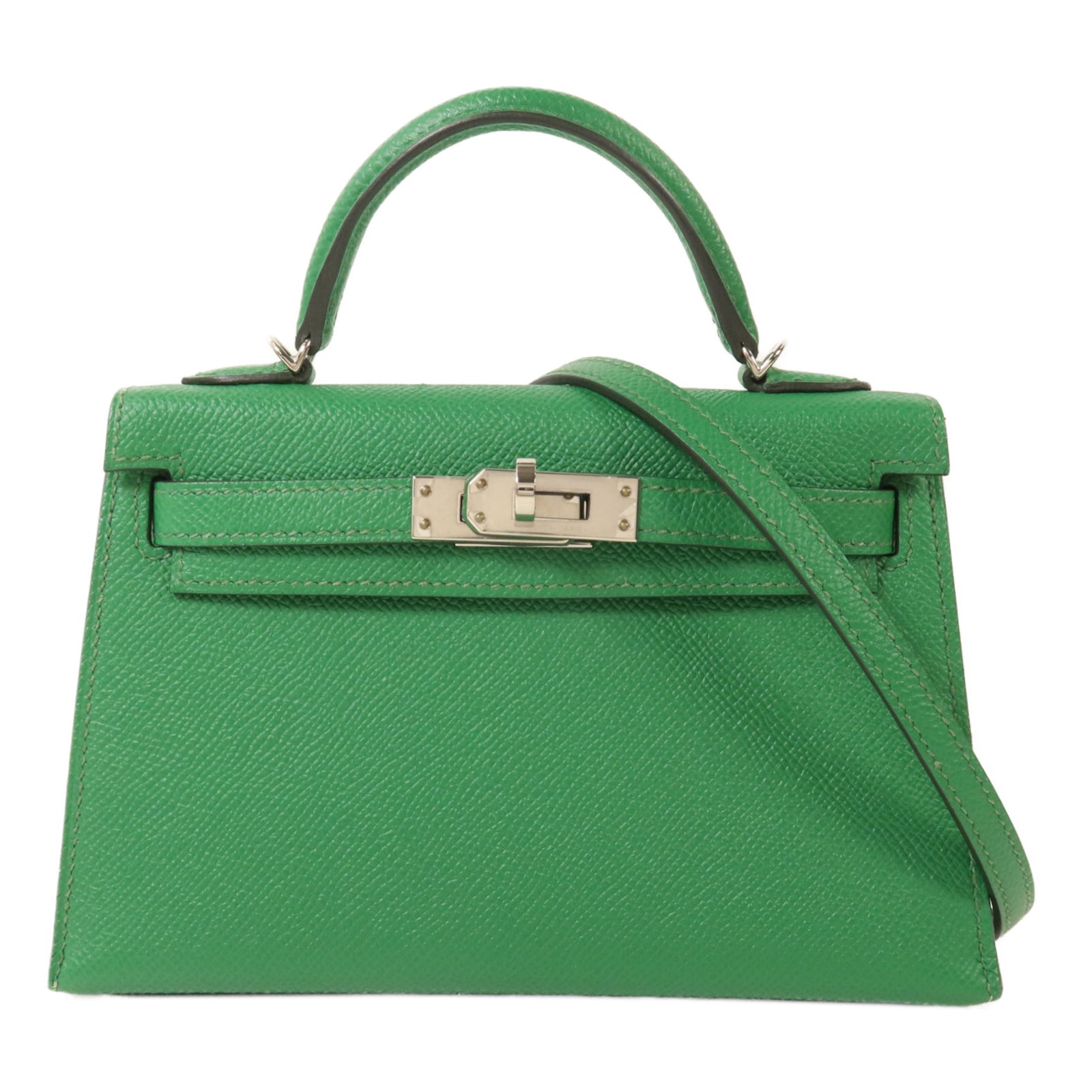 HERMES Epsom皮革Mini Kelly II手挽肩背兩用袋Cactus/PailleCactus/Paille