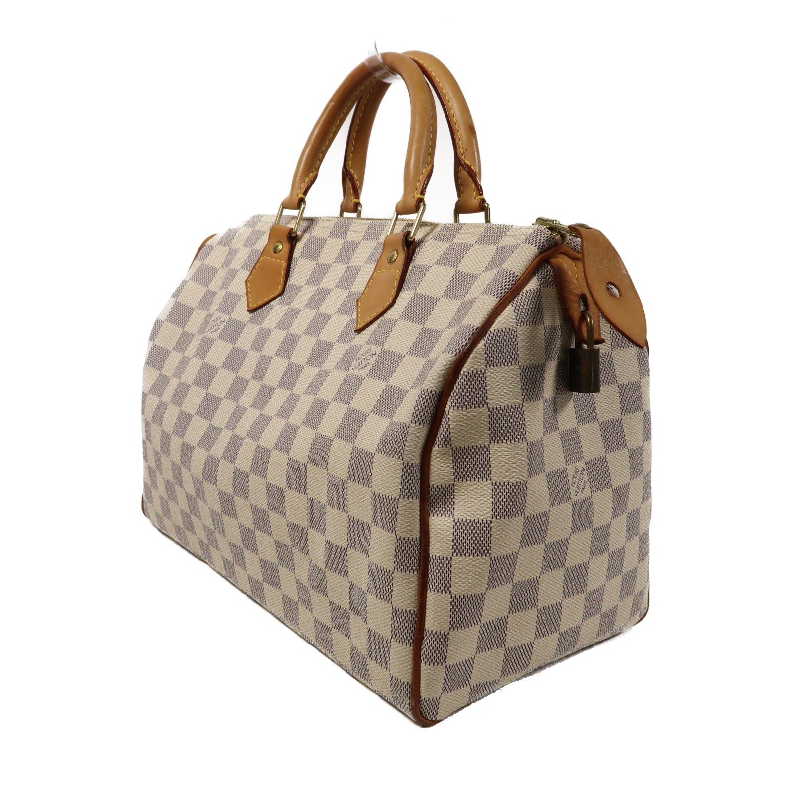 LOUIS VUITTON 【激減優惠】Damier Azur Speedy 30金扣手挽袋米色