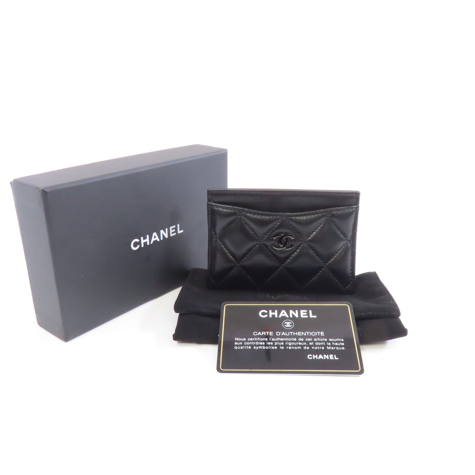 CHANEL 菱格羊皮皮革Card Case卡片套黑色