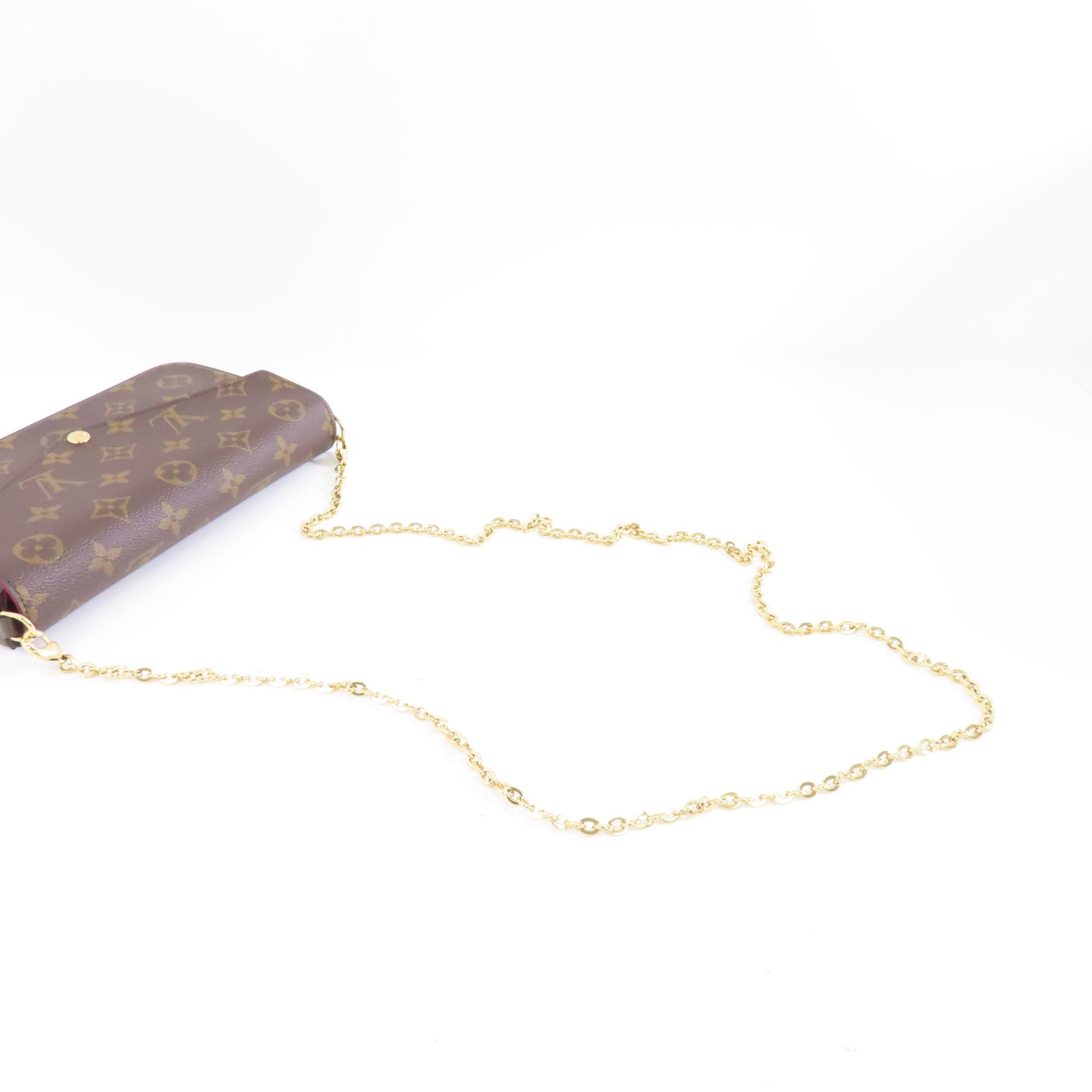 LOUIS VUITTON Monogram Pochette Felicie金扣鏈帶肩背袋啡色
