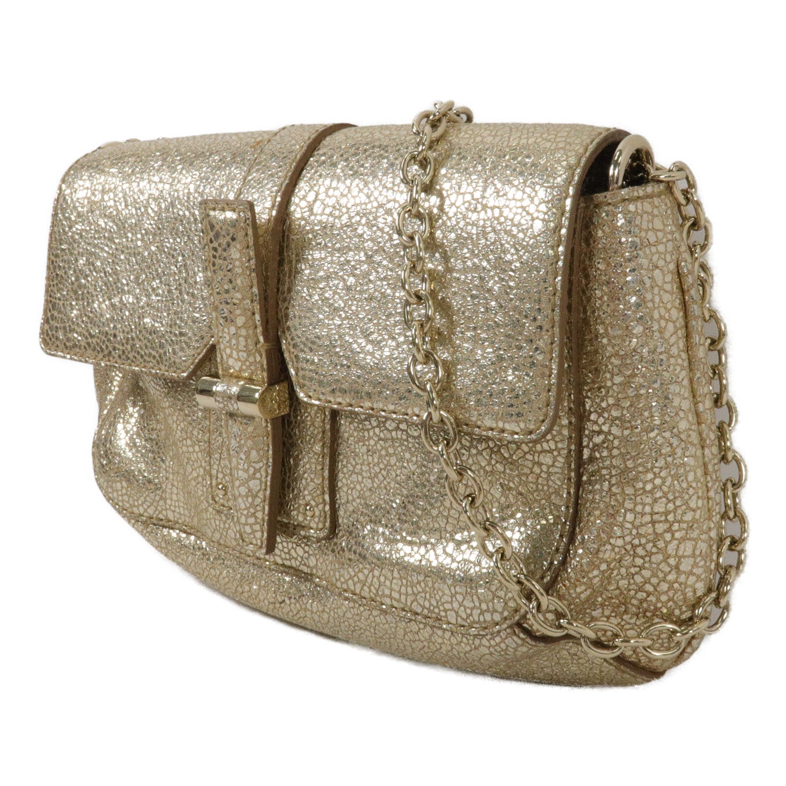 YVES SAINT LAURENT 牛皮皮革Shearling Flap Chain Shoulder Bag鏈帶肩背袋