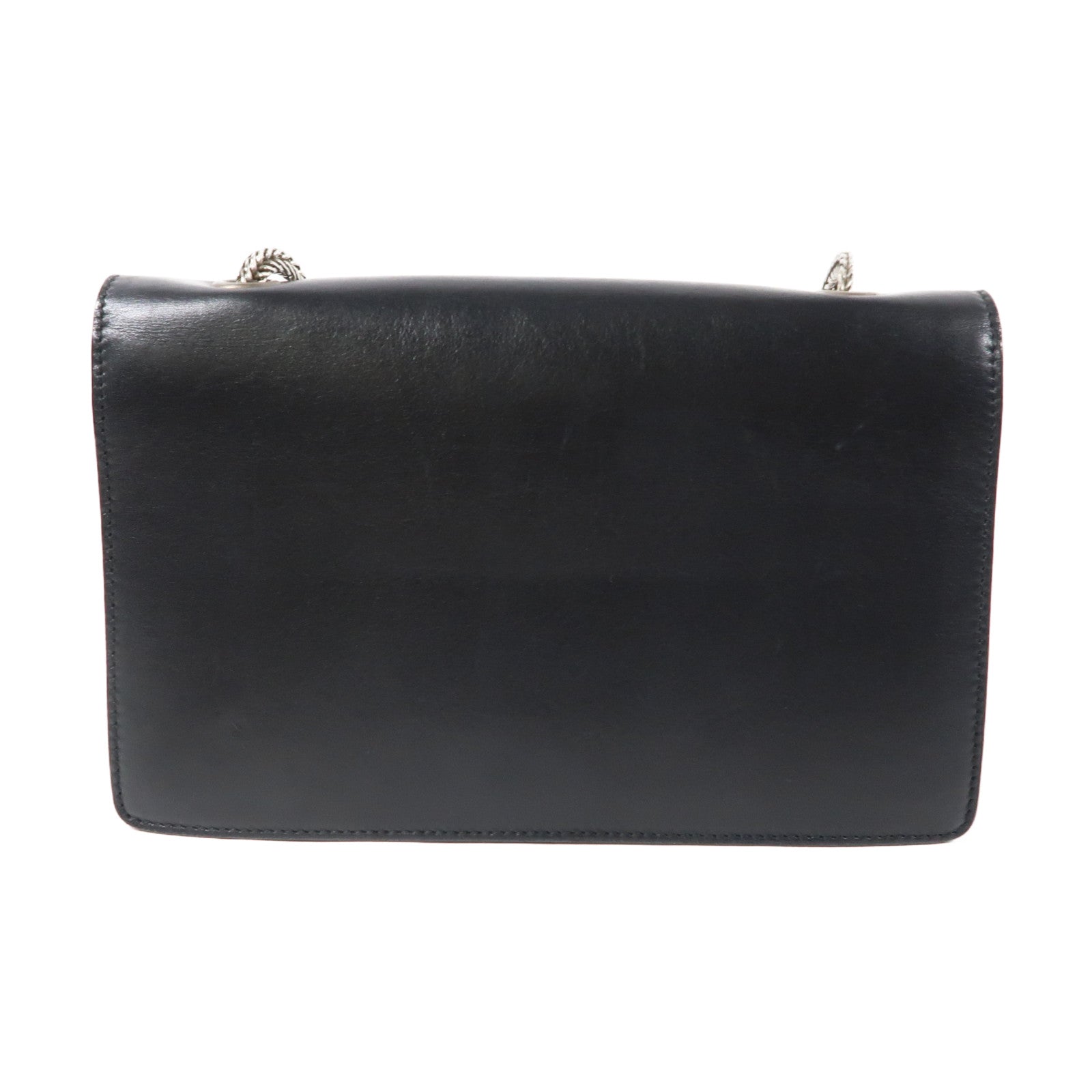 SAINT LAURENT 牛皮皮革Shoulder Bag銀扣鏈帶肩背袋黑色