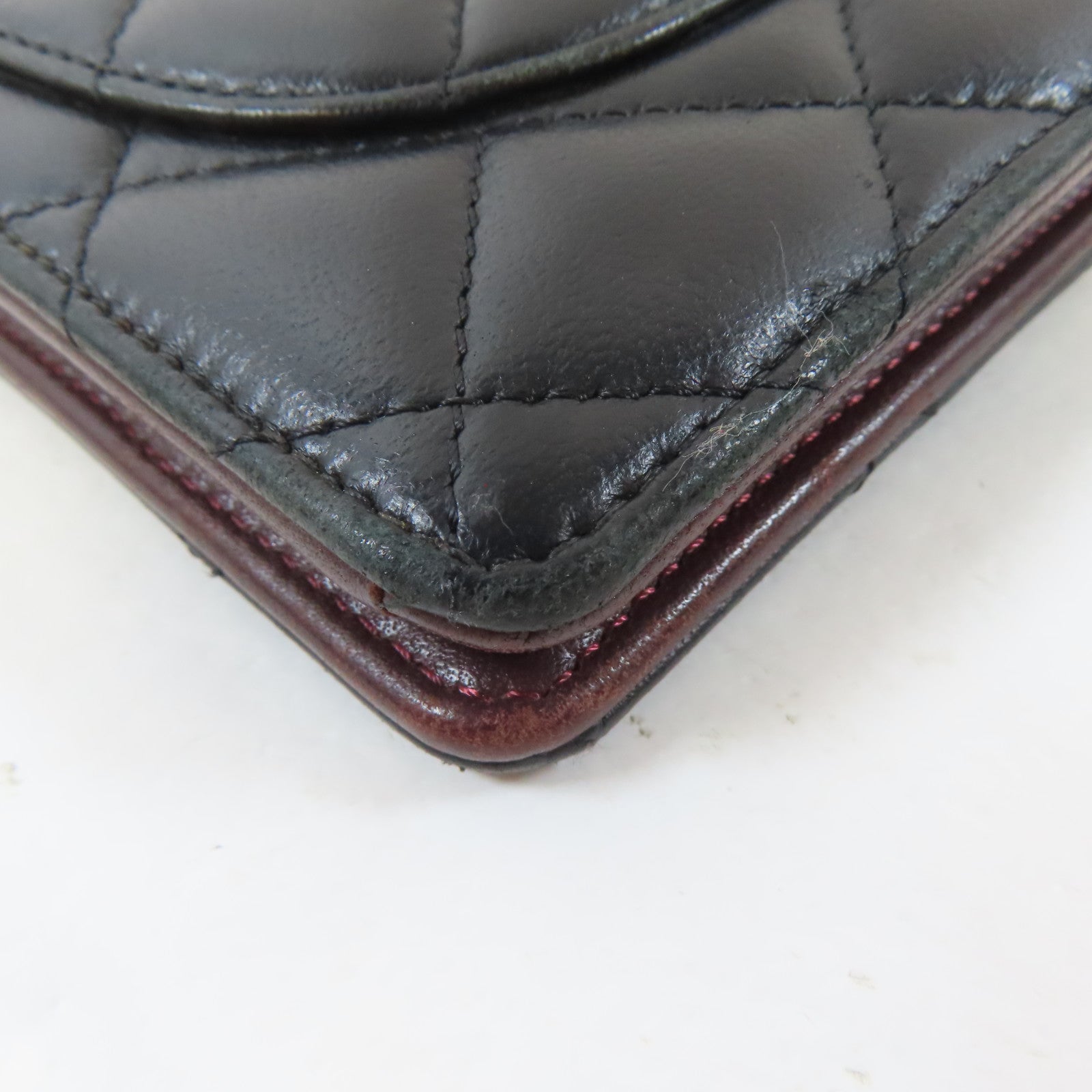 CHANEL 菱格羊皮皮革Long Wallet銀扣長錢包黑色