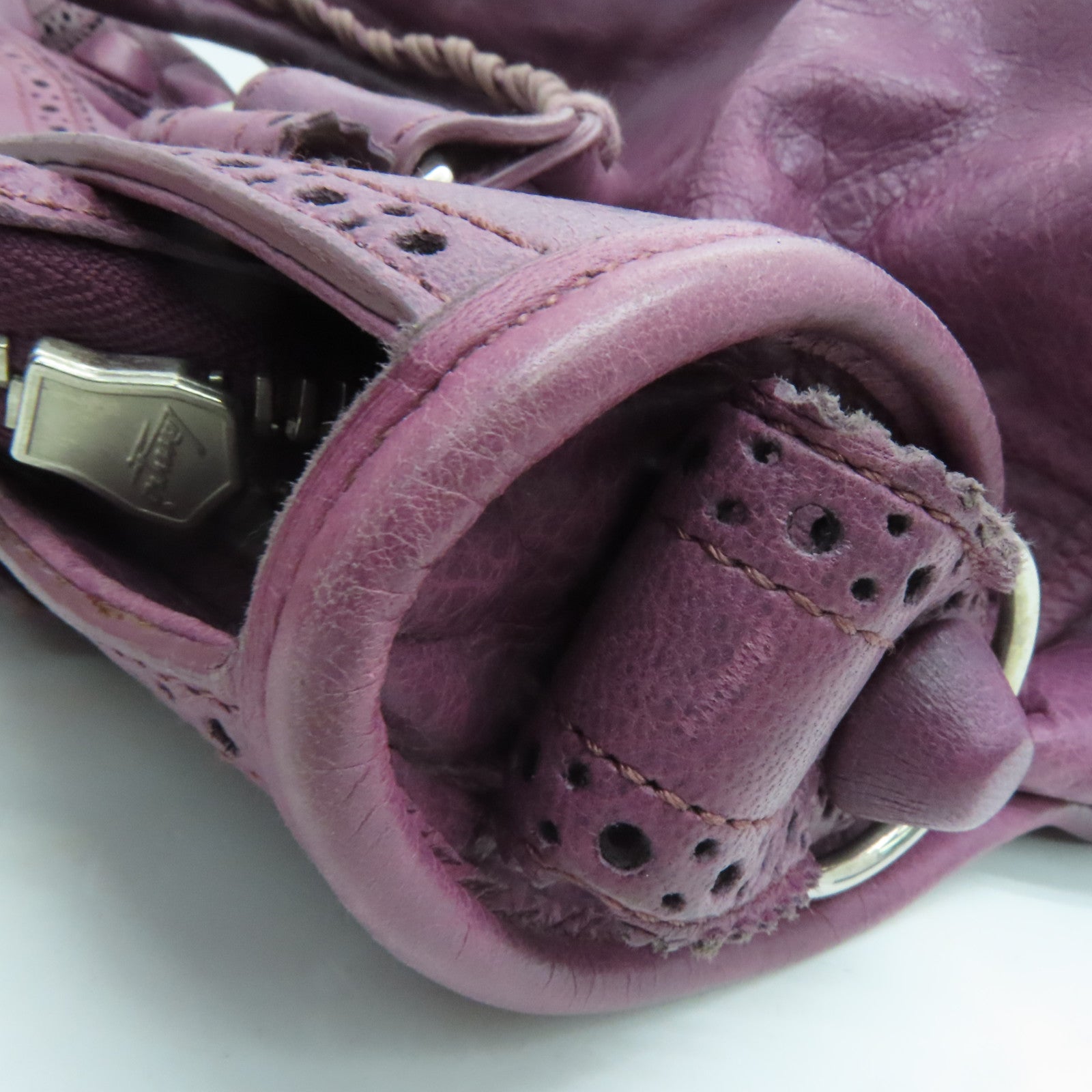 BALENCIAGA 牛皮皮革City银扣手挽肩背两用袋紫色