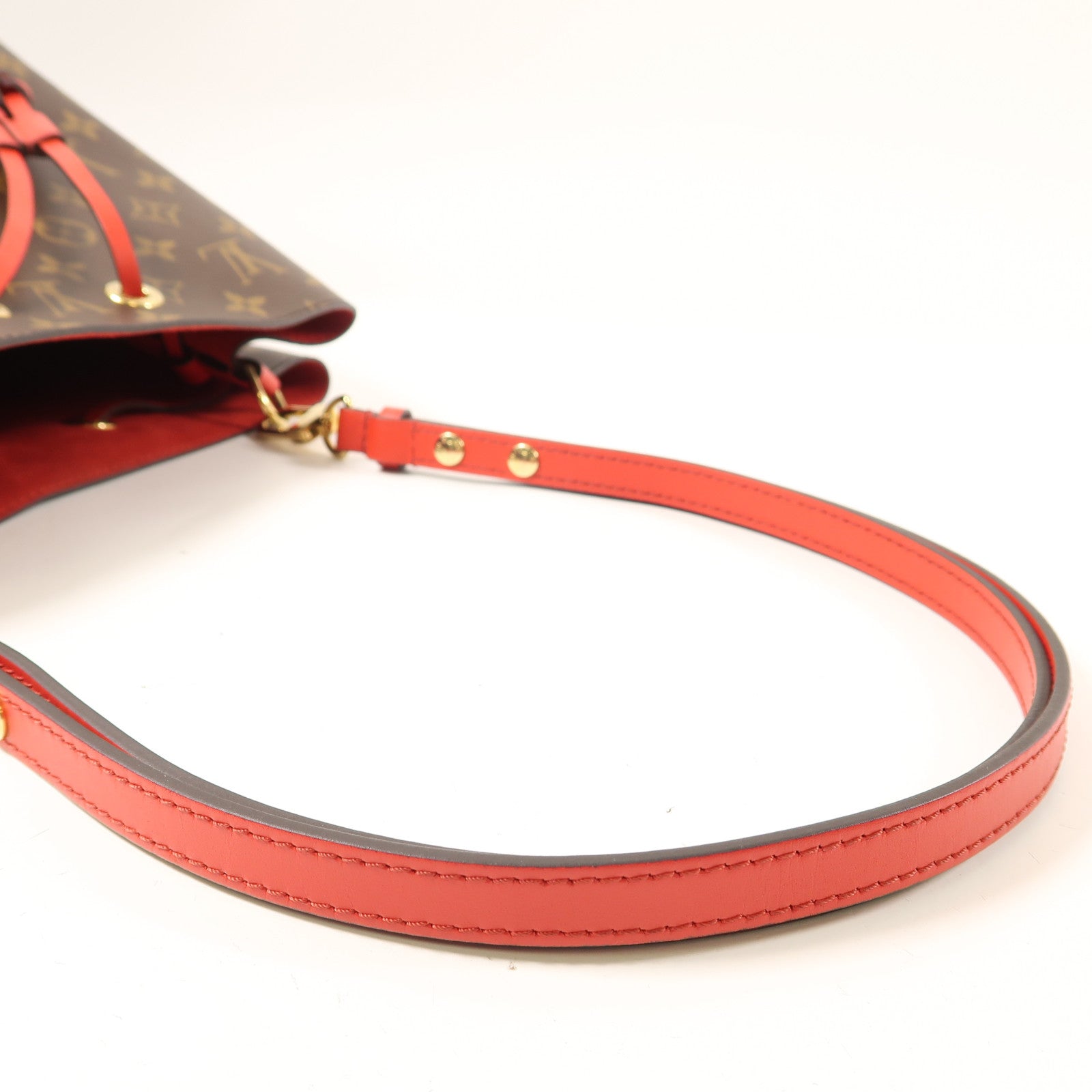 LOUIS VUITTON Monogram Neo Noe金扣肩背袋啡色/紅色