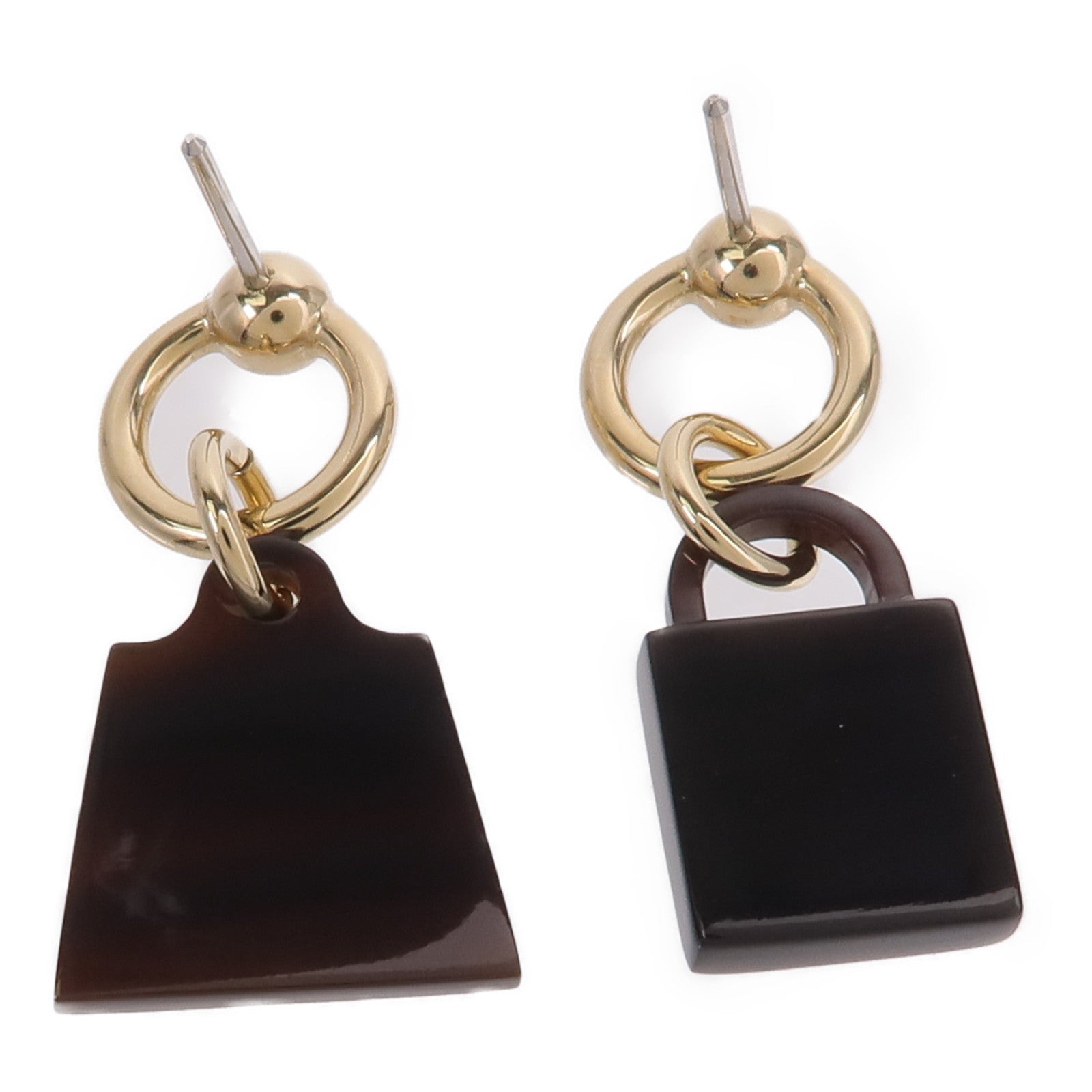 HERMES 水牛角Amulette Maroquinier Earrings耳環