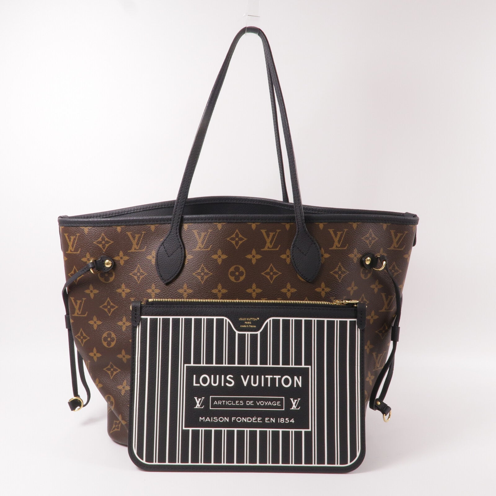 LOUIS VUITTON 牛皮皮革Monogram Neverfull Inside Out MM手挽袋