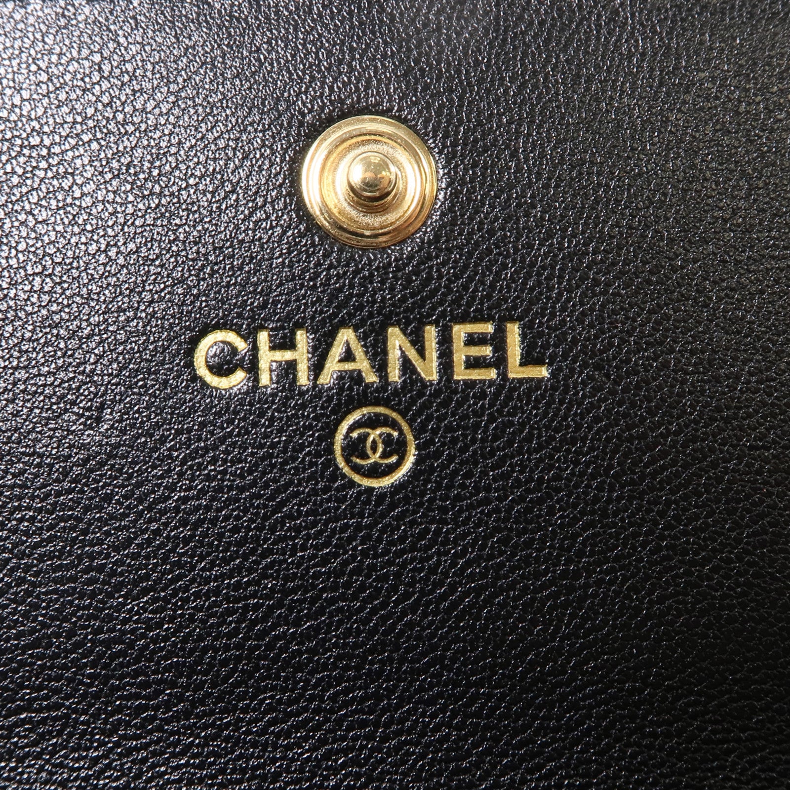 CHANEL 羊皮皮革C19 Long Wallet金扣長錢包黑色