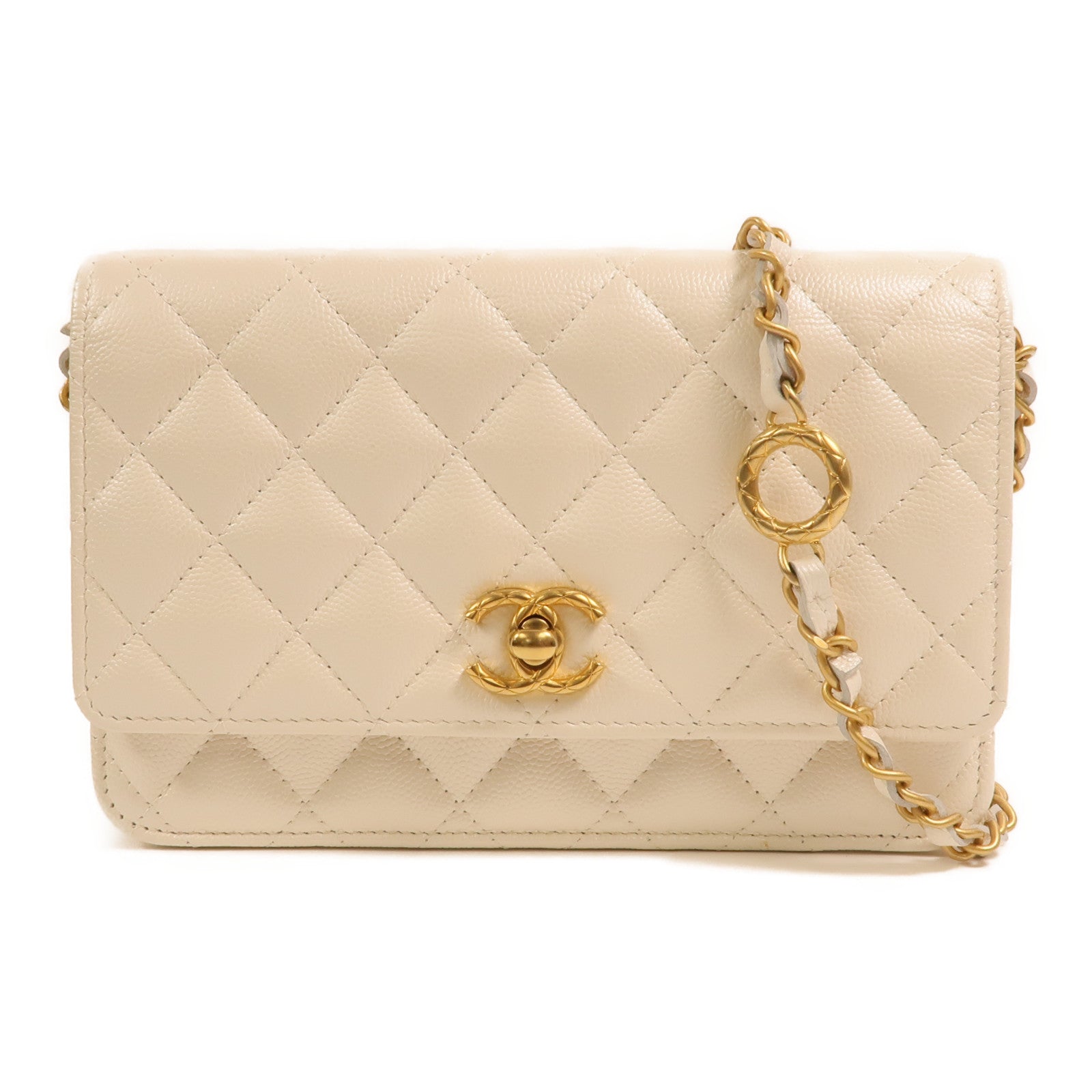 CHANEL 牛皮皮革WOC Wallet On Chain金扣鏈帶肩背袋