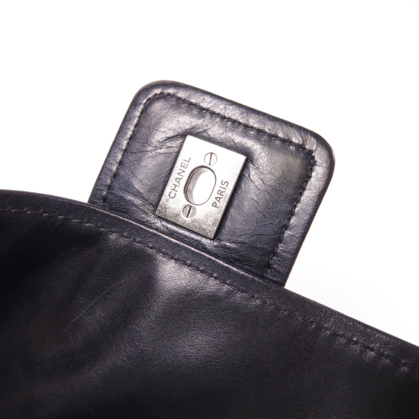 CHANEL 牛皮皮革Shoulder Bag銀扣鏈帶肩背袋