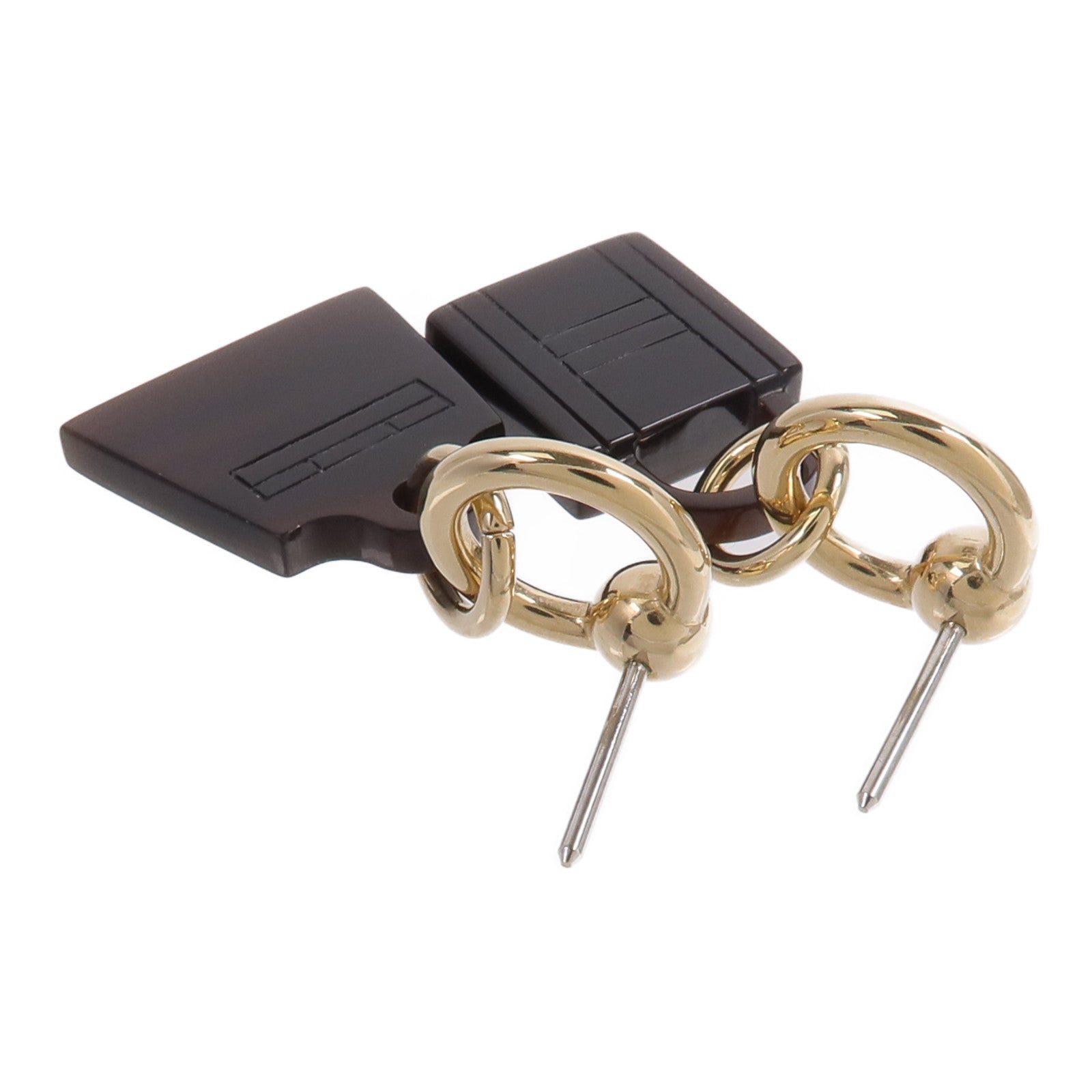 HERMES 水牛角Amulette Maroquinier Earrings耳環