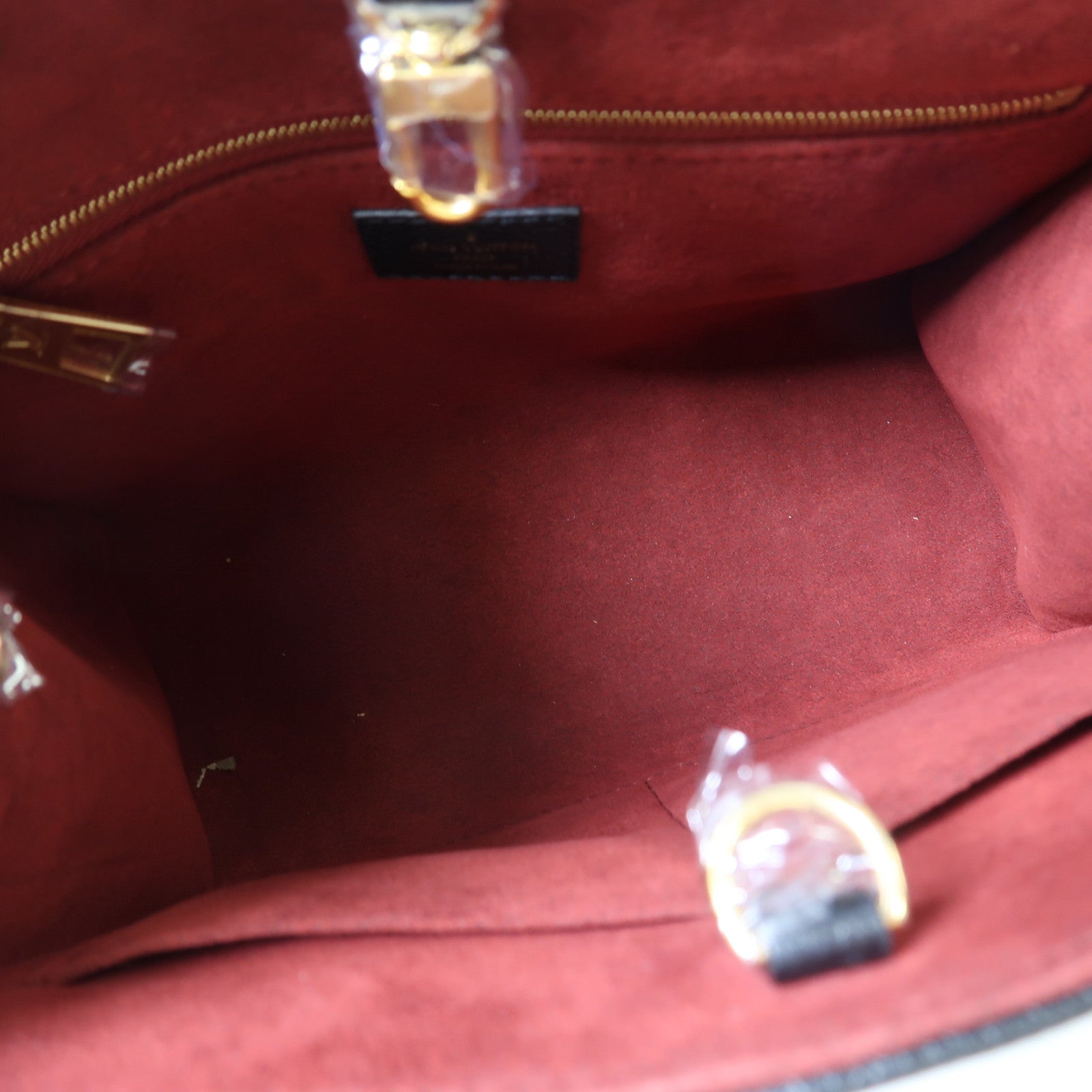 LOUIS VUITTON Monogram Empreinte On The Go PM金扣手挽肩背兩用袋黑色/米色