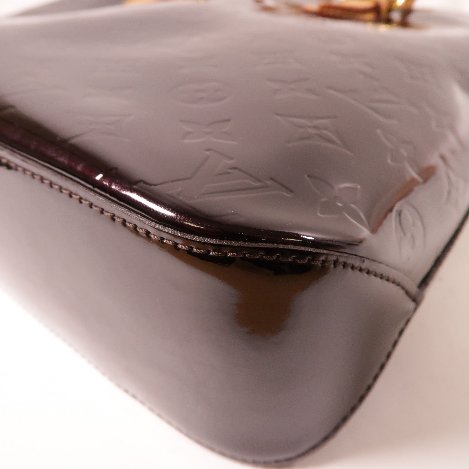 LOUIS VUITTON 【激減優惠】Vernis Brentwood金扣手挽袋酒紅色