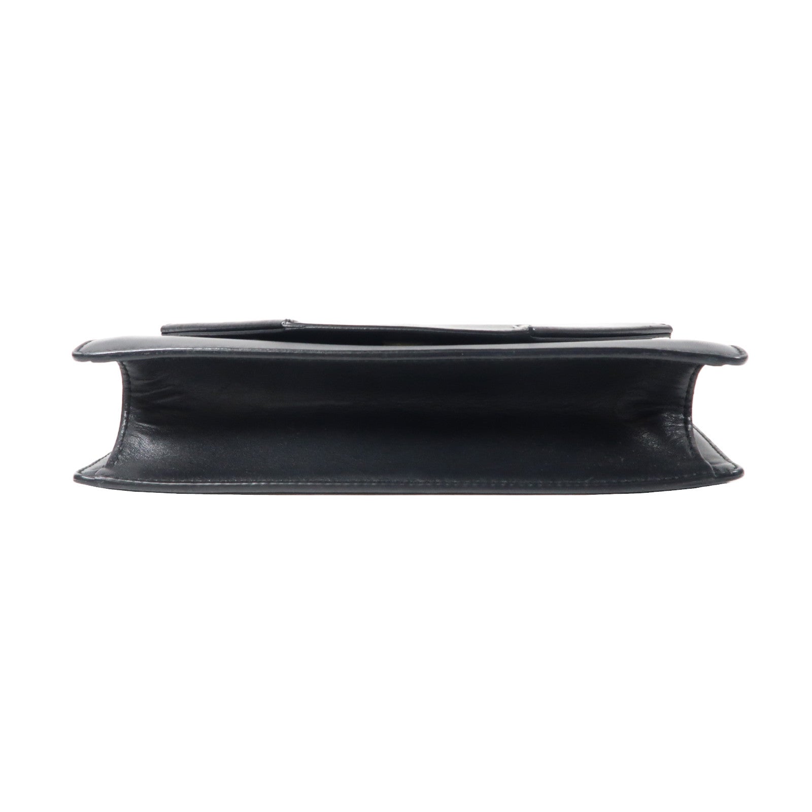 SAINT LAURENT 牛皮皮革Shoulder Bag銀扣鏈帶肩背袋黑色
