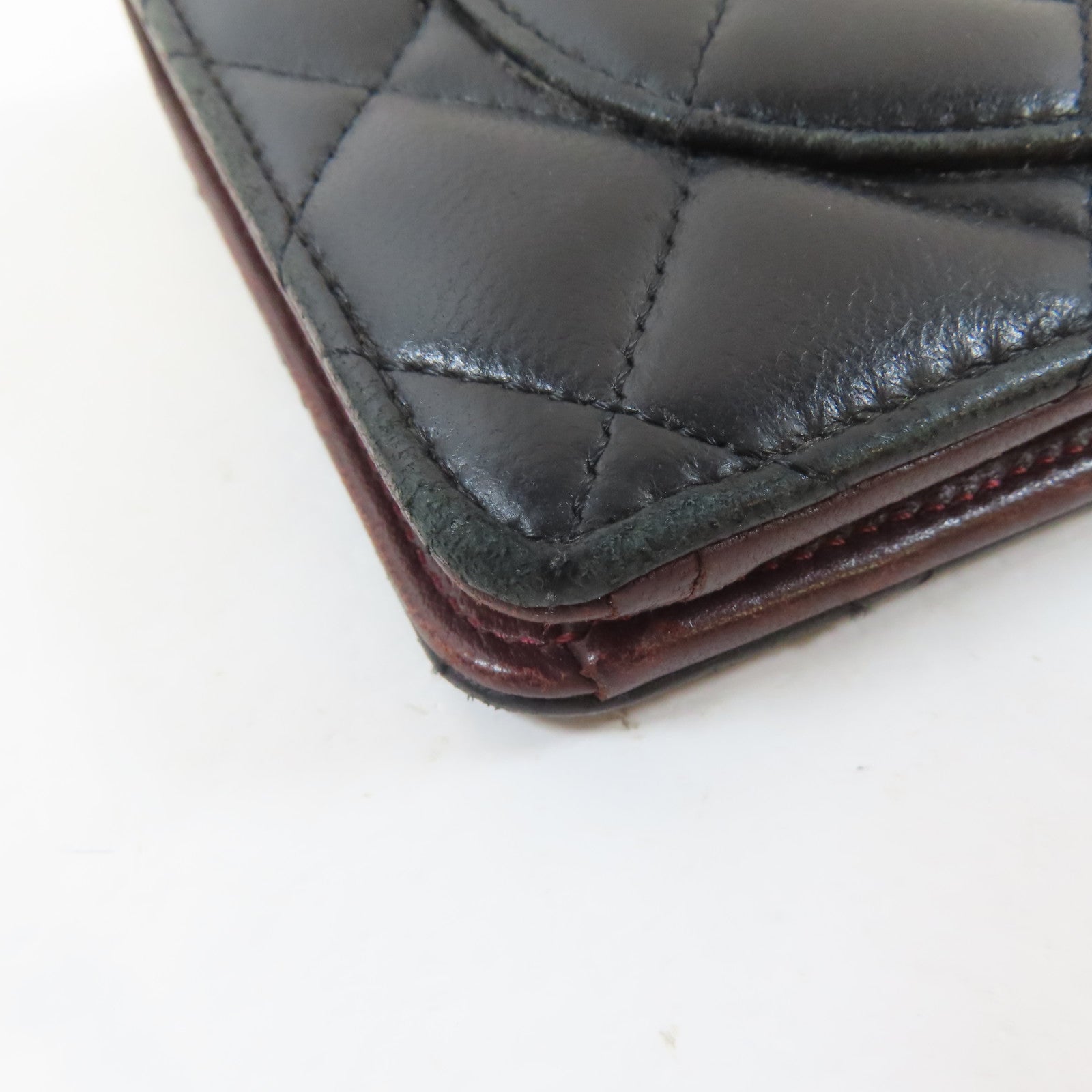 CHANEL 菱格羊皮皮革Long Wallet銀扣長錢包黑色