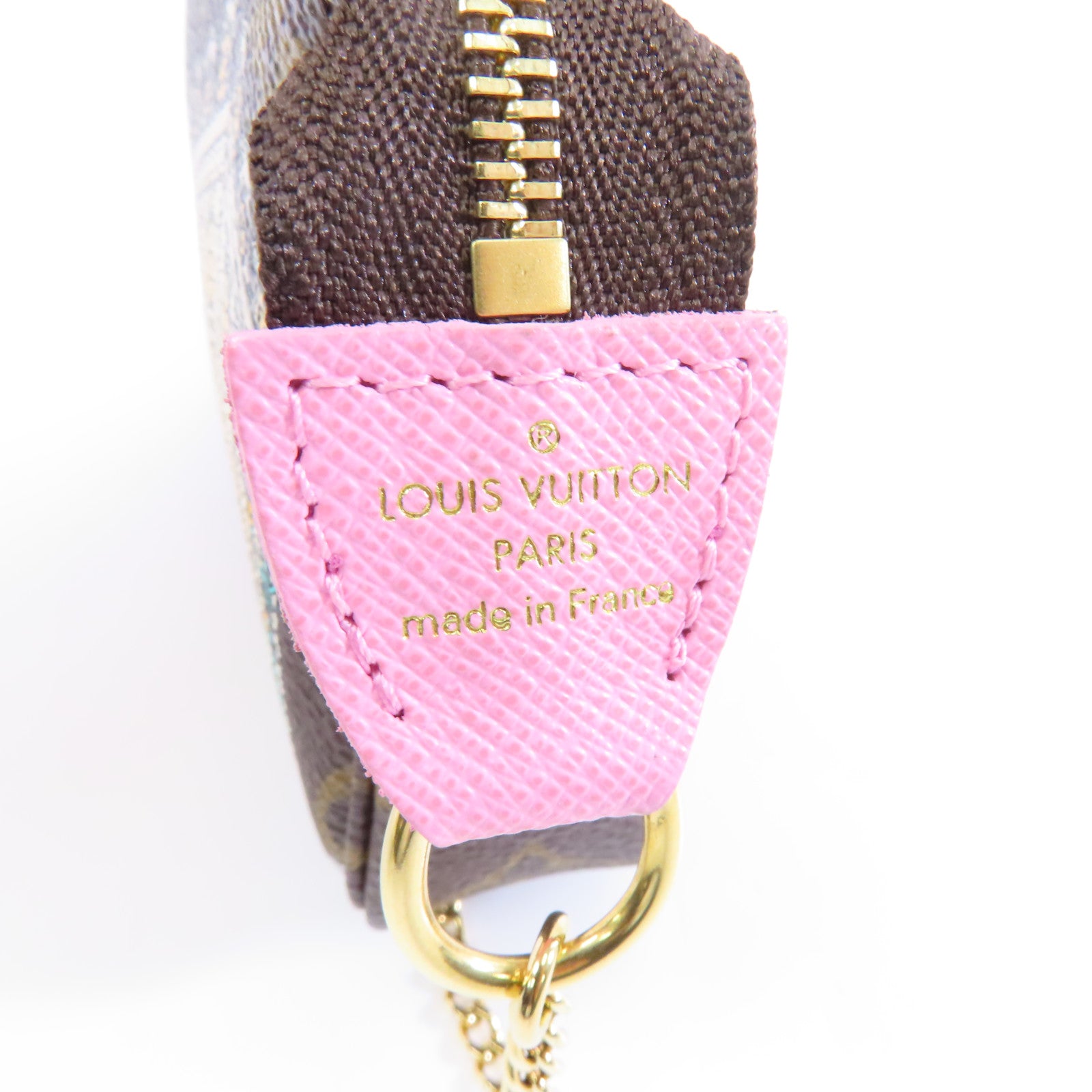 LOUIS VUITTON Monogram Mini Pochette Accessoires Pouch金扣鏈帶手挽袋棕色