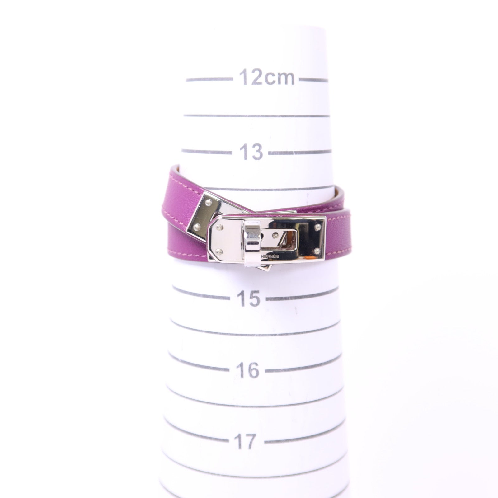 HERMES Swift皮革Kelly Double Tour銀扣手鐲Tosca Hermes#XS