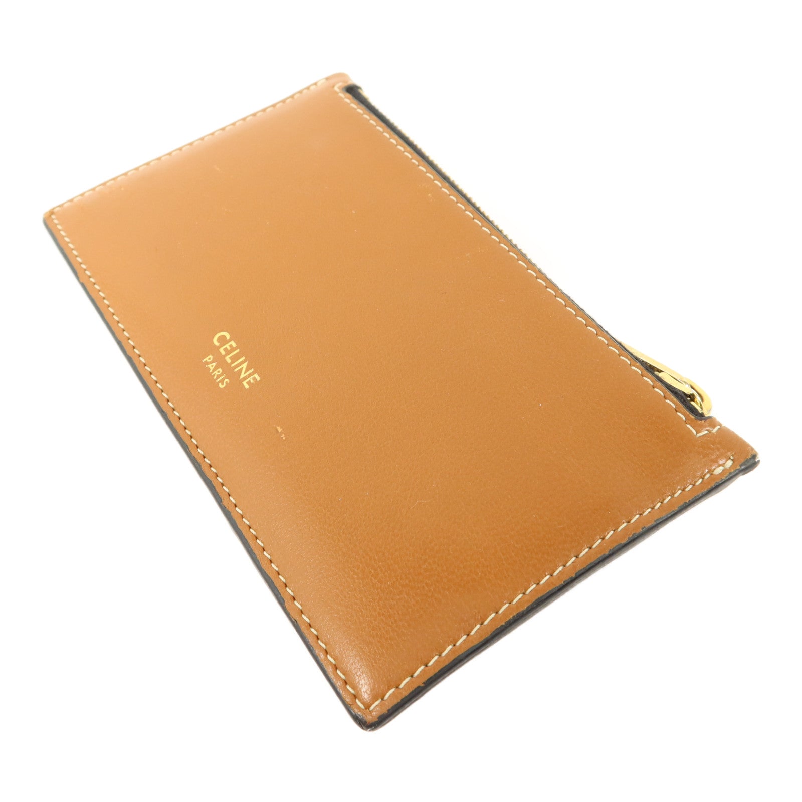 CELINE 塗層帆布/牛皮皮革Zipped Compact Card Holder卡片套