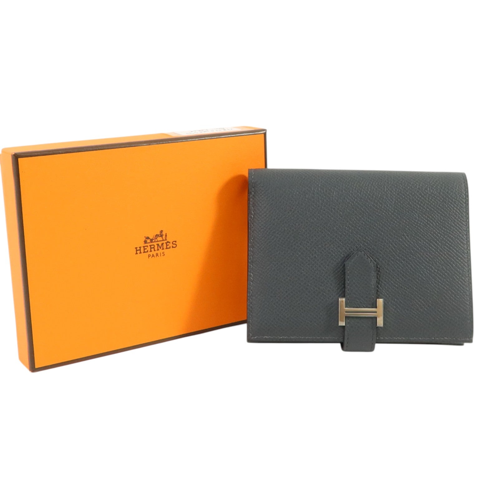 HERMES Epsom皮革Bearn Wallet銀扣錢包Grie Misty