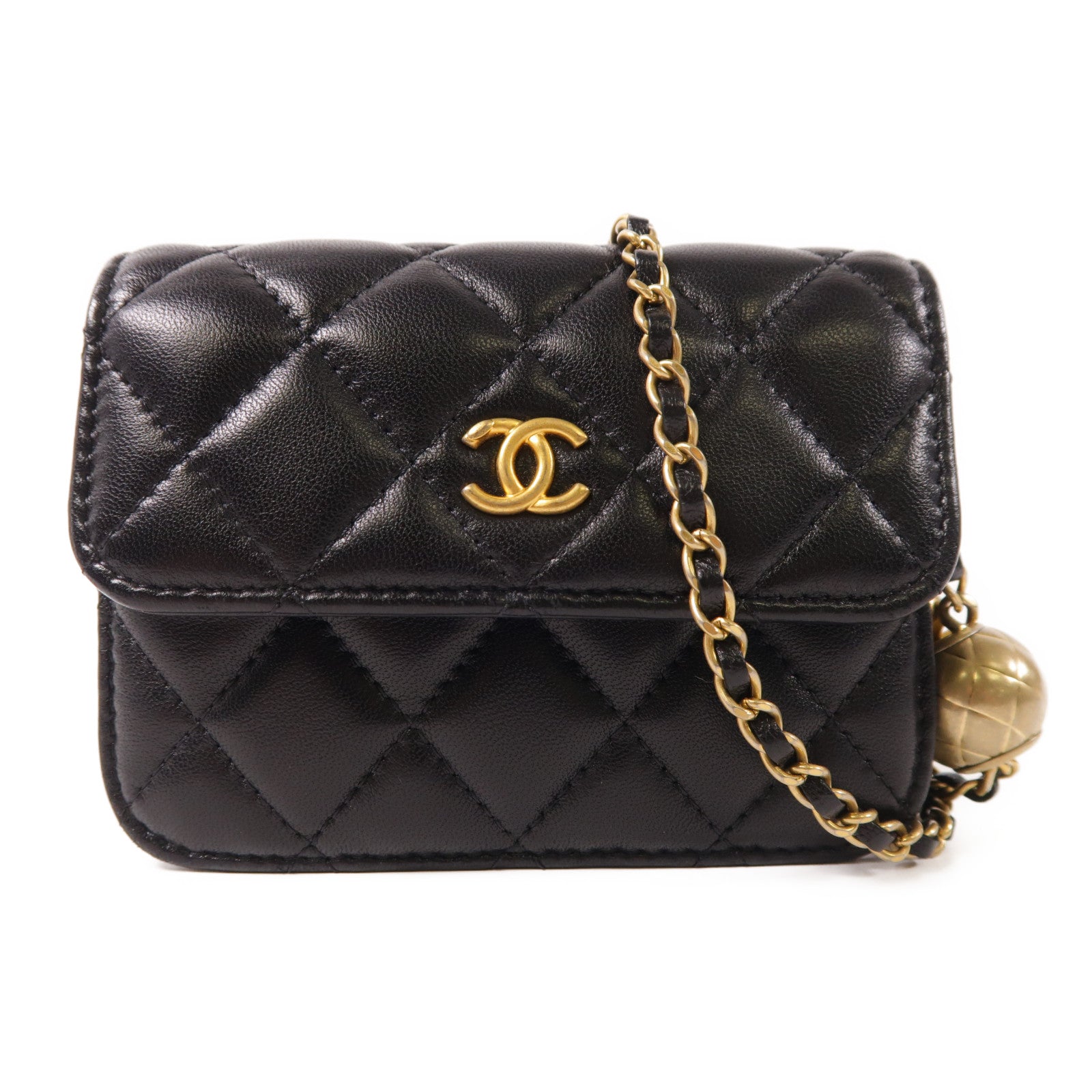 CHANEL 羊皮皮革Mini Bag金扣鏈帶肩背袋