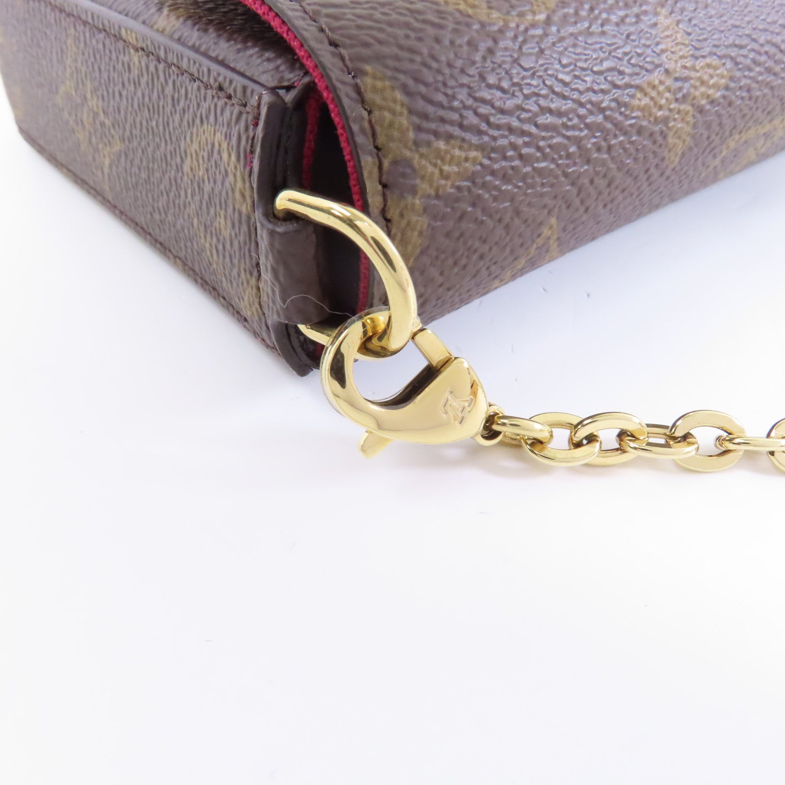 LOUIS VUITTON Monogram Pochette Felicie金扣鏈帶肩背袋啡色