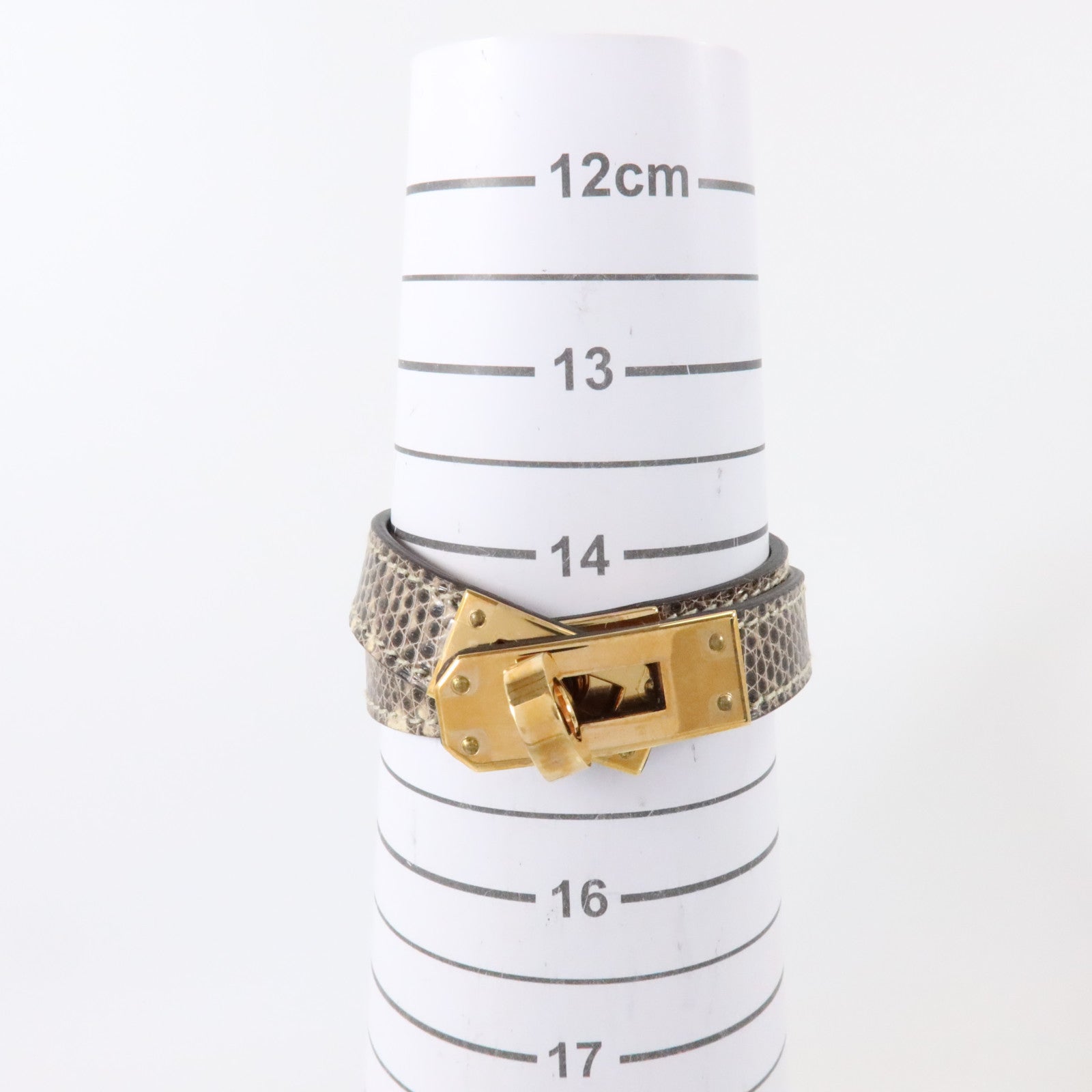 HERMES 蜥蜴皮革Kelly Double Tour Bracelet金扣手鏈Natura