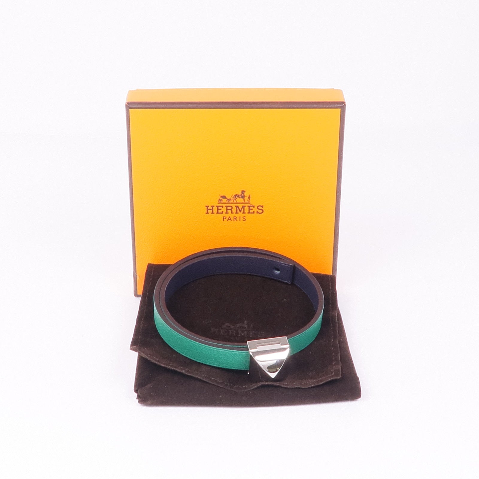 HERMES Swift皮革Medor Infini Double Tour Bracelet銀扣手鐲