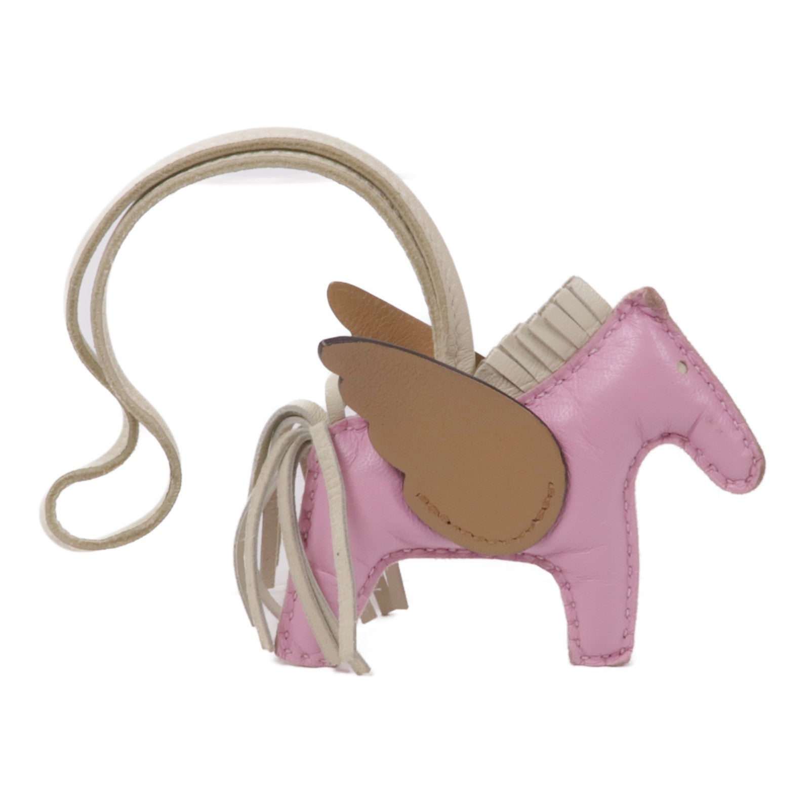 HERMES Milo皮革/Swift皮革Rodeo Pegase PM掛飾Mauve Sylvestre