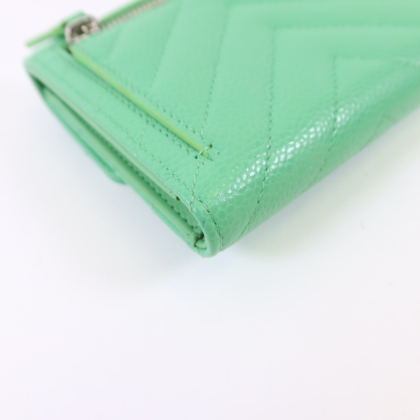 CHANEL 牛皮皮革Three-fold Wallet銀扣錢包