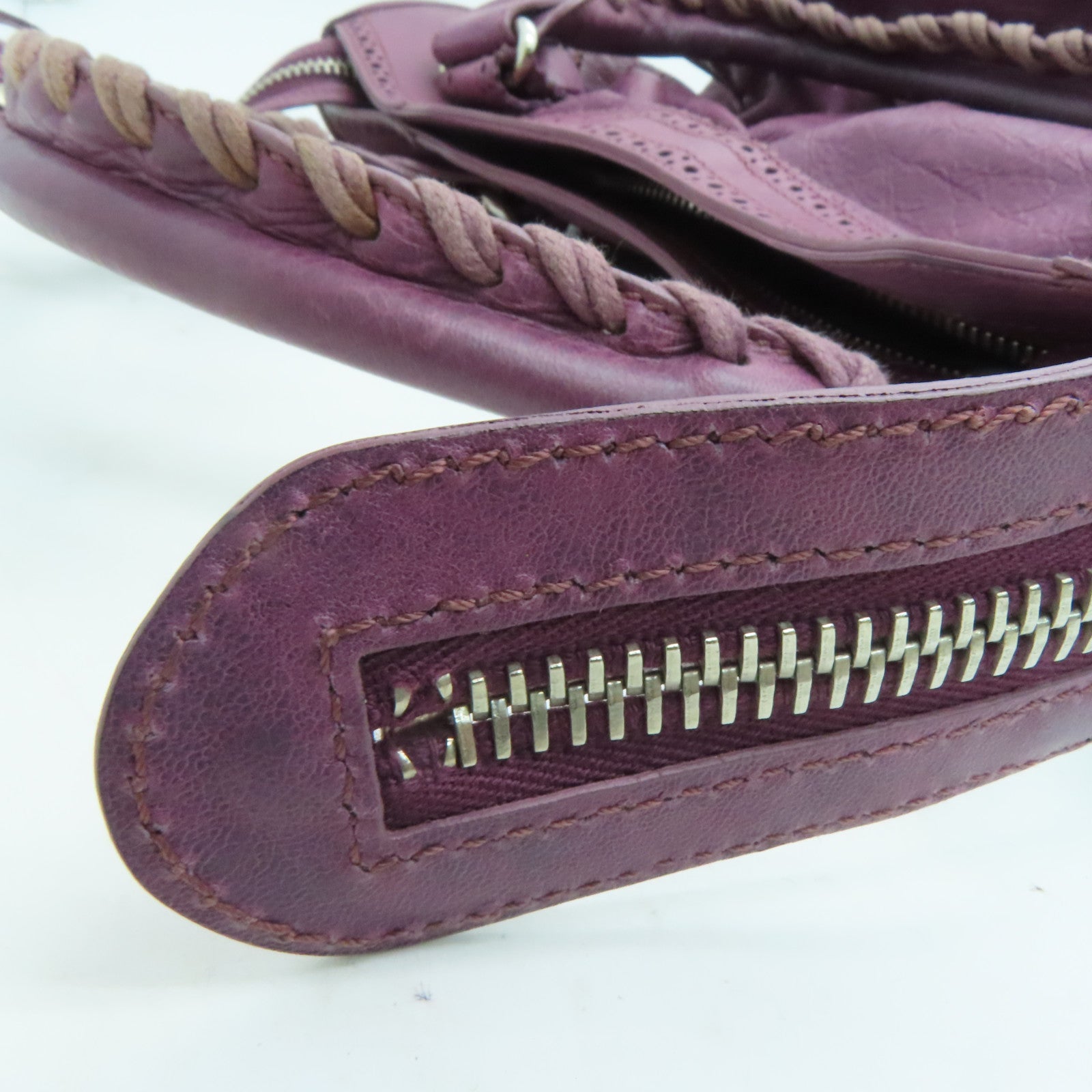 BALENCIAGA 牛皮皮革City银扣手挽肩背两用袋紫色