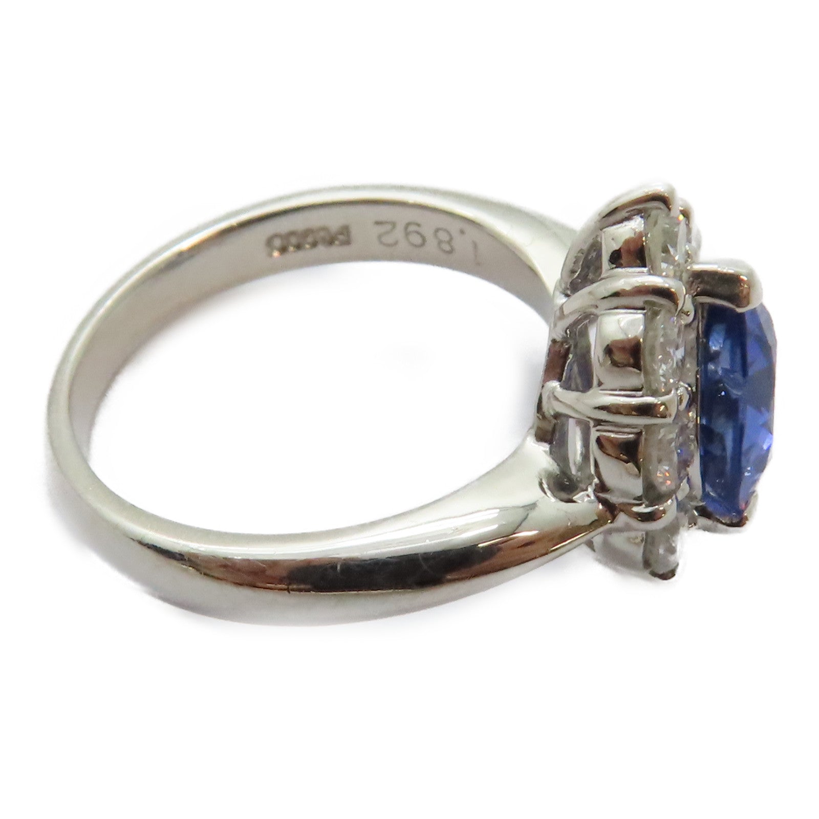 JEWELRY PT900鉑金Sapphire Diamond Ring 1.892ct藍寶石/0.752ct鑽石戒指US#5.75