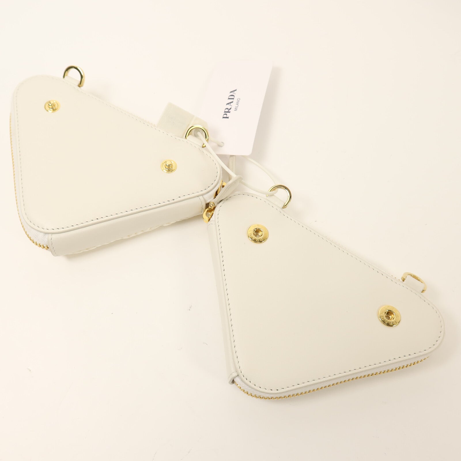 PRADA 牛皮皮革/Raffia Mini Contenitori金扣鏈帶手挽肩背兩用袋