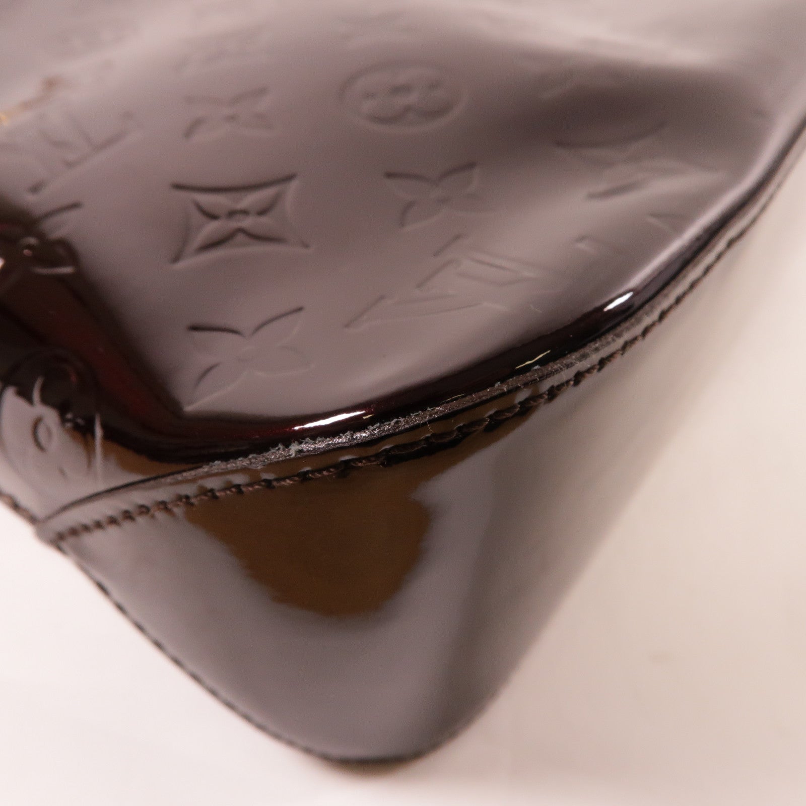 LOUIS VUITTON 【激減優惠】Vernis Brentwood金扣手挽袋酒紅色