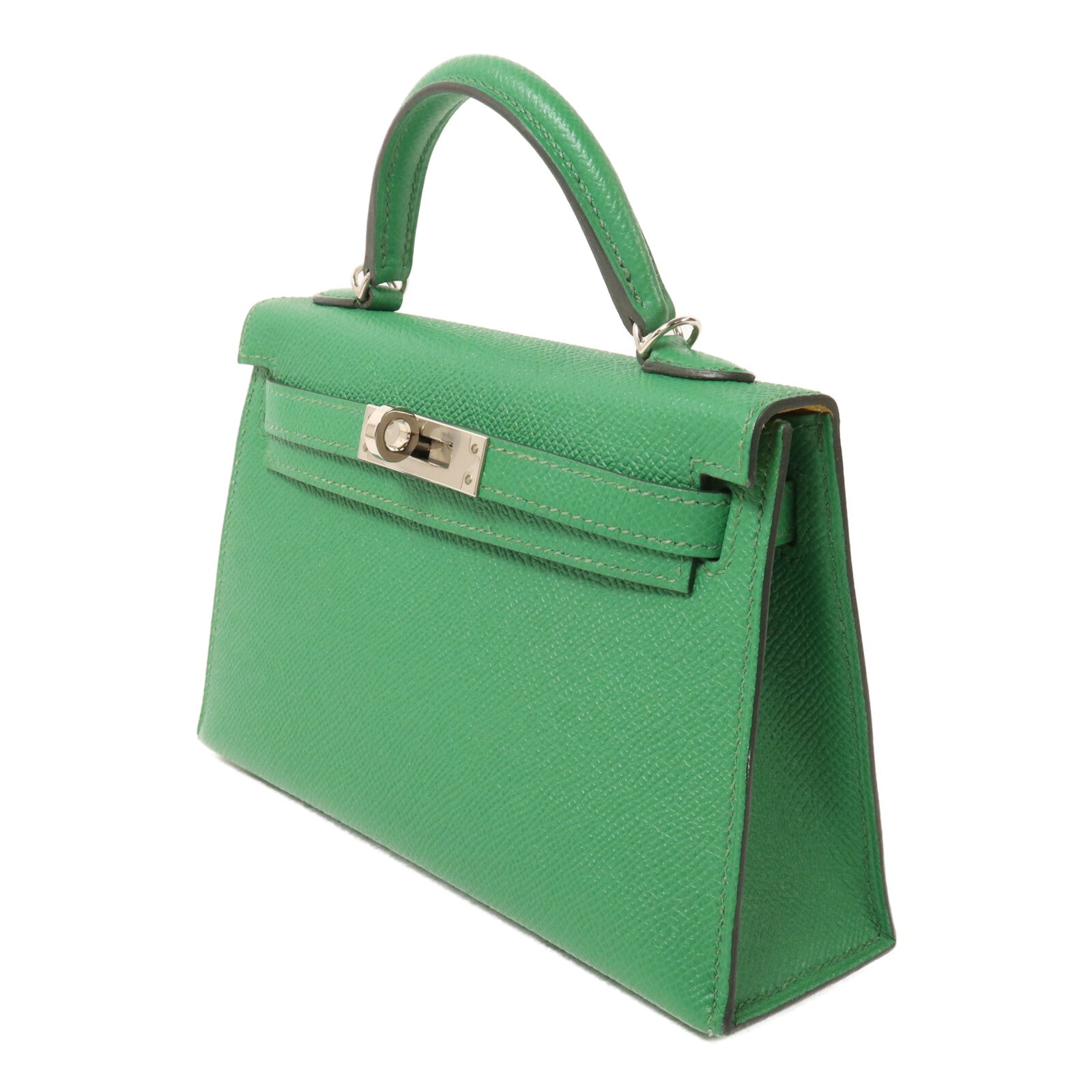 HERMES Epsom皮革Mini Kelly II手挽肩背兩用袋Cactus/PailleCactus/Paille