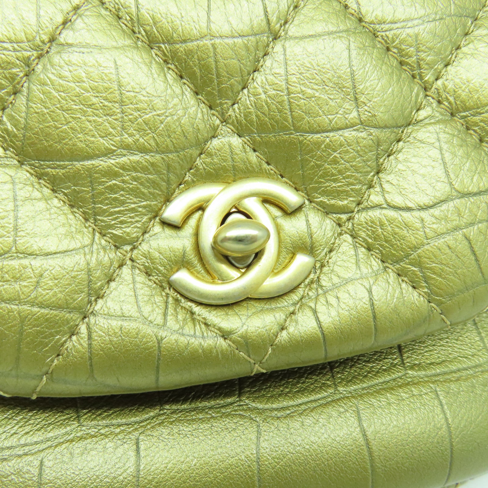 CHANEL 【激減優惠】菱格牛皮皮革Waist Bag金扣腰包金色