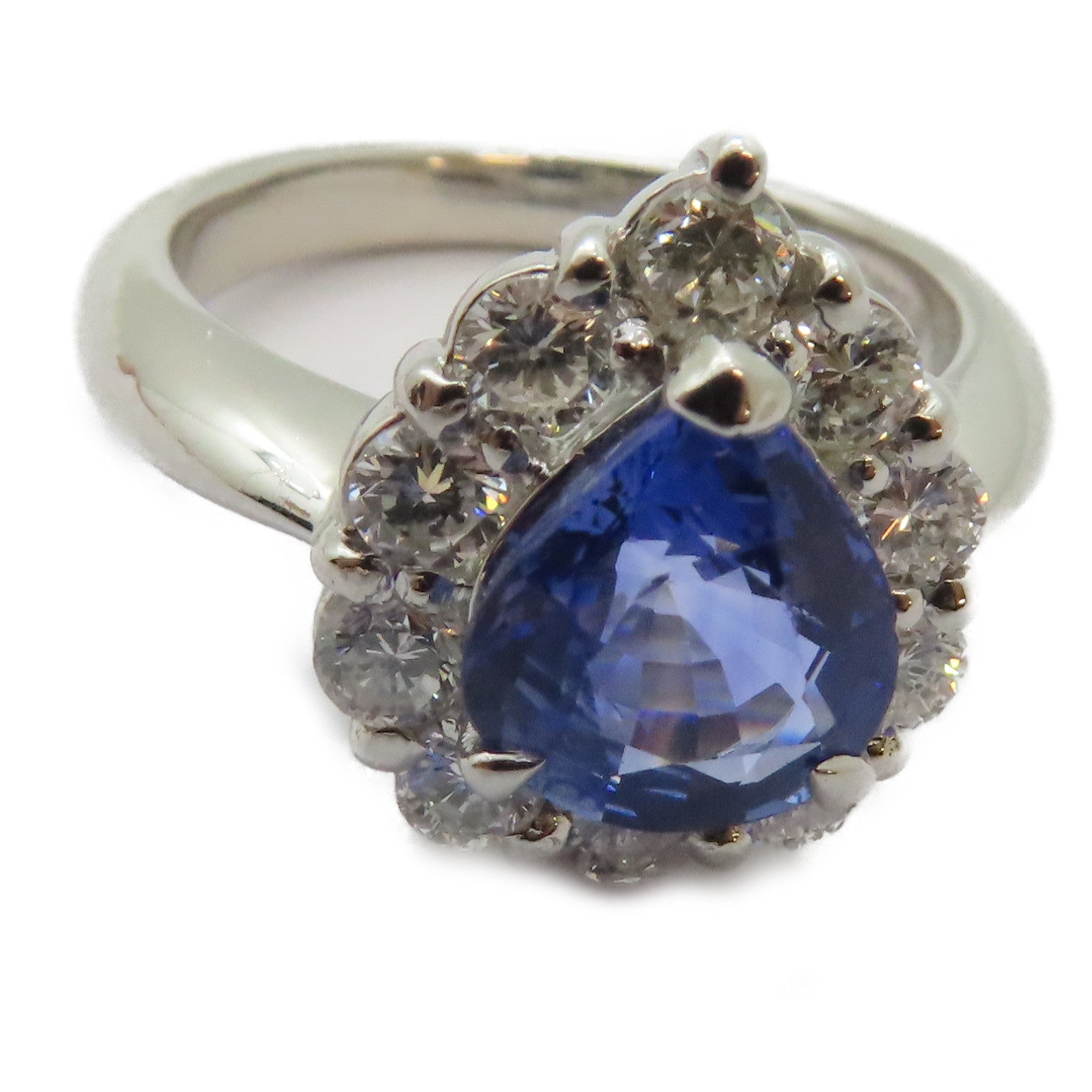 JEWELRY PT900鉑金Sapphire Diamond Ring 1.892ct藍寶石/0.752ct鑽石戒指US#5.75