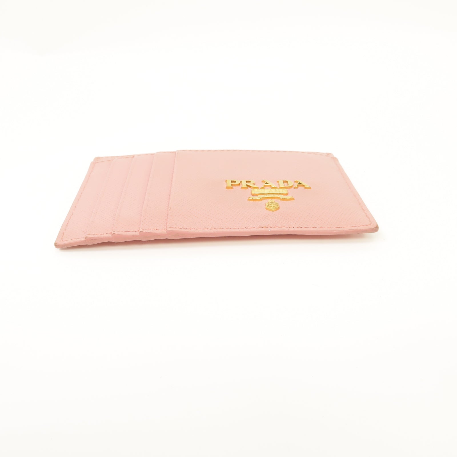 PRADA 【激減優惠】牛皮皮革Card Case金扣卡片套粉紅色