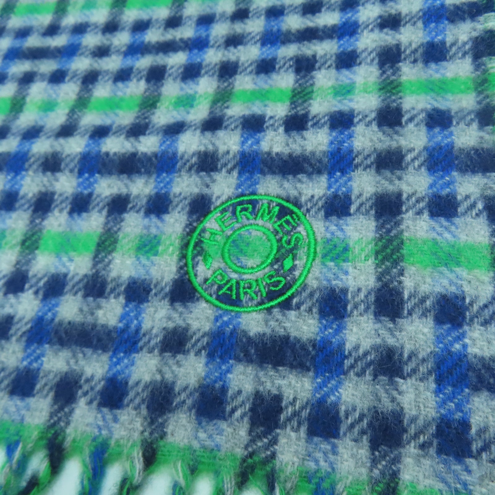 HERMES **【激減優惠】羊絨Scarf圍巾綠色/藍色