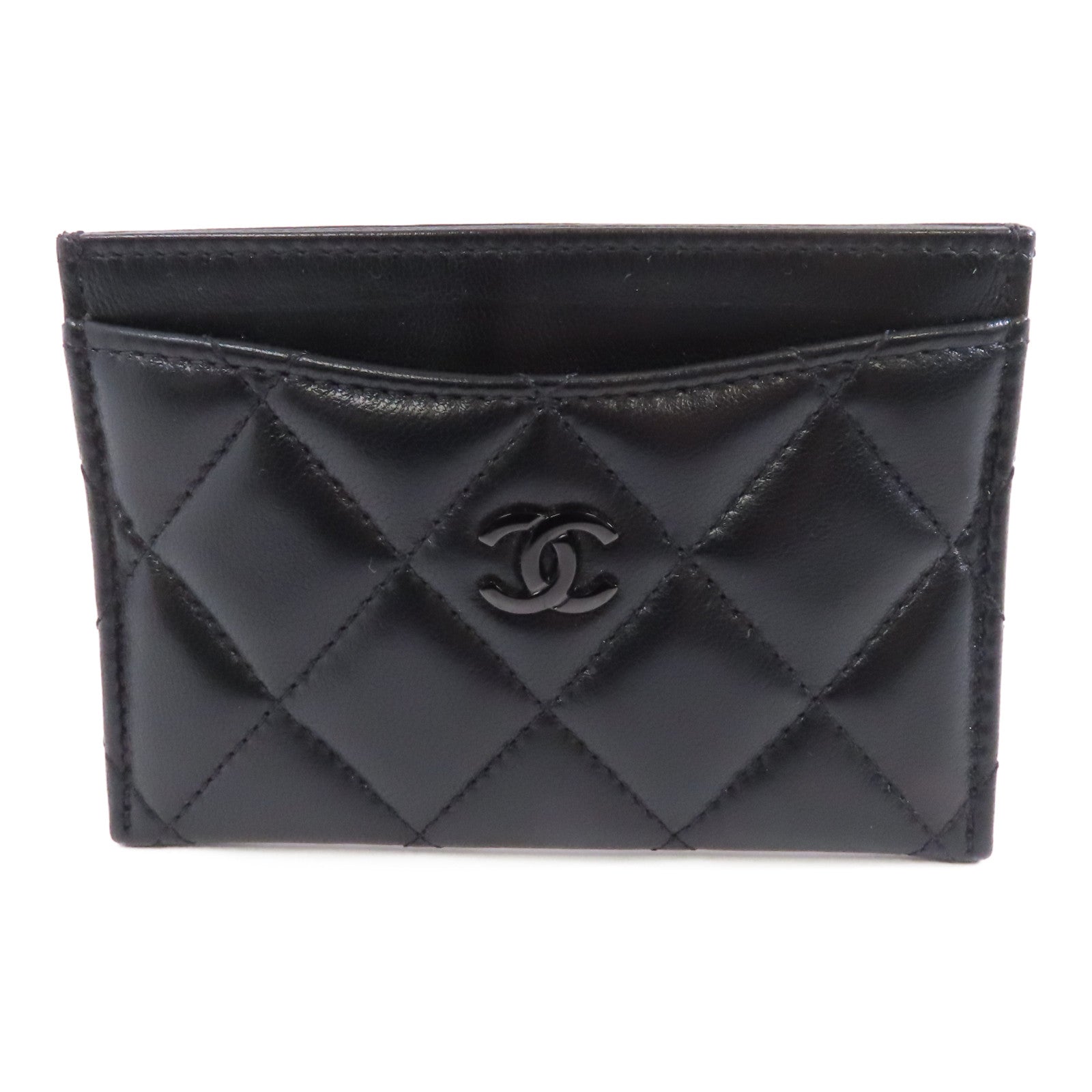 CHANEL 菱格羊皮皮革Card Case卡片套黑色