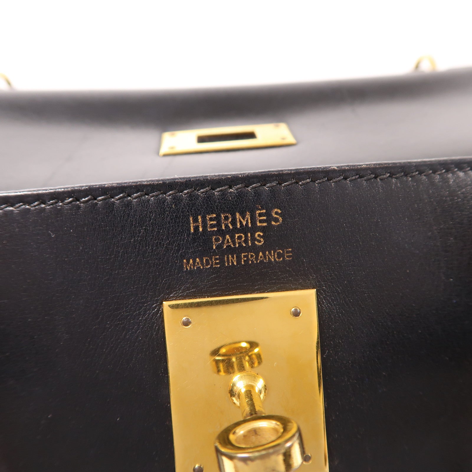 HERMES Box皮革Vintage Kelly 35手挽袋Noir