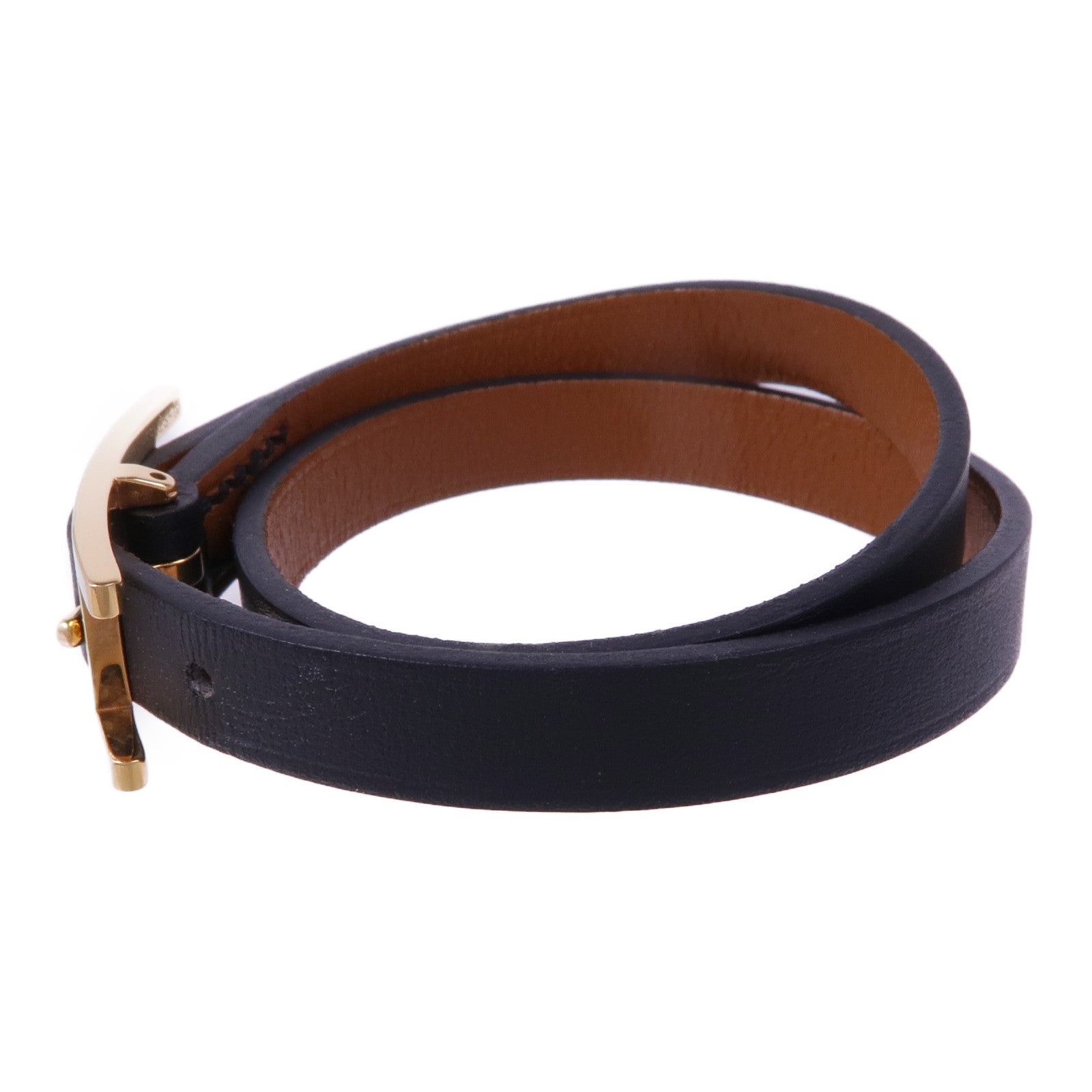 HERMES Swift皮革Behapi Bracelet金扣手帶Noir