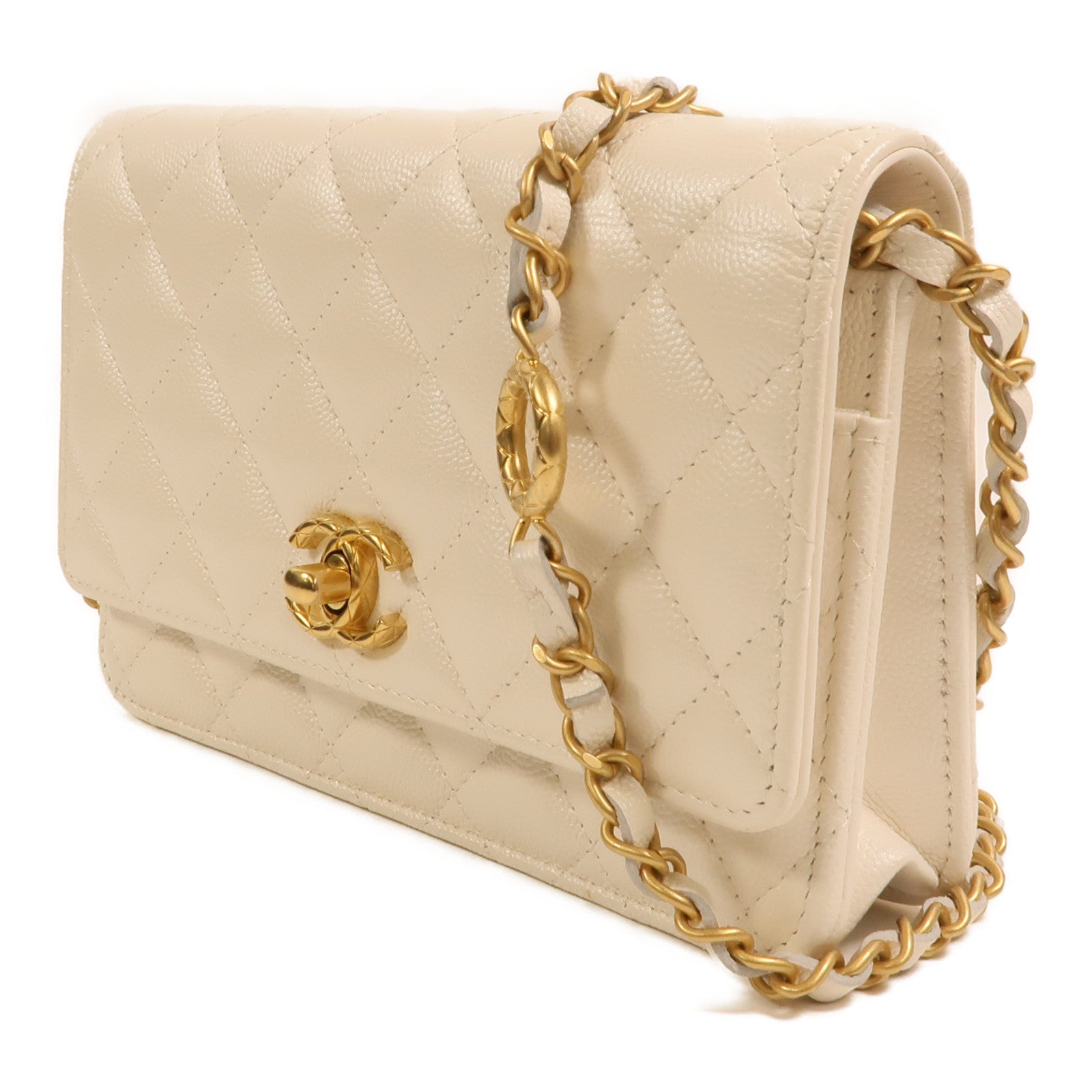 CHANEL 牛皮皮革WOC Wallet On Chain金扣鏈帶肩背袋