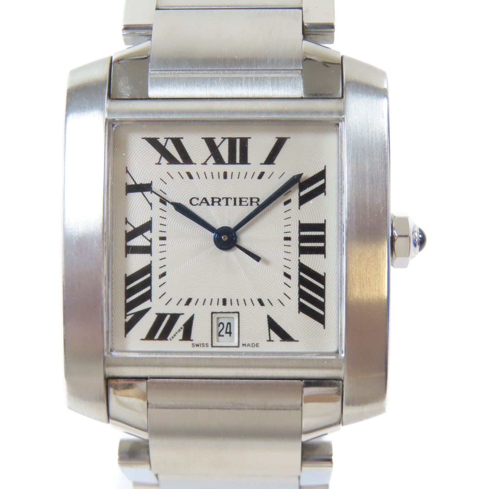 CARTIER Tank Francaise不鏽鋼手錶自動機芯白色#16.5cm