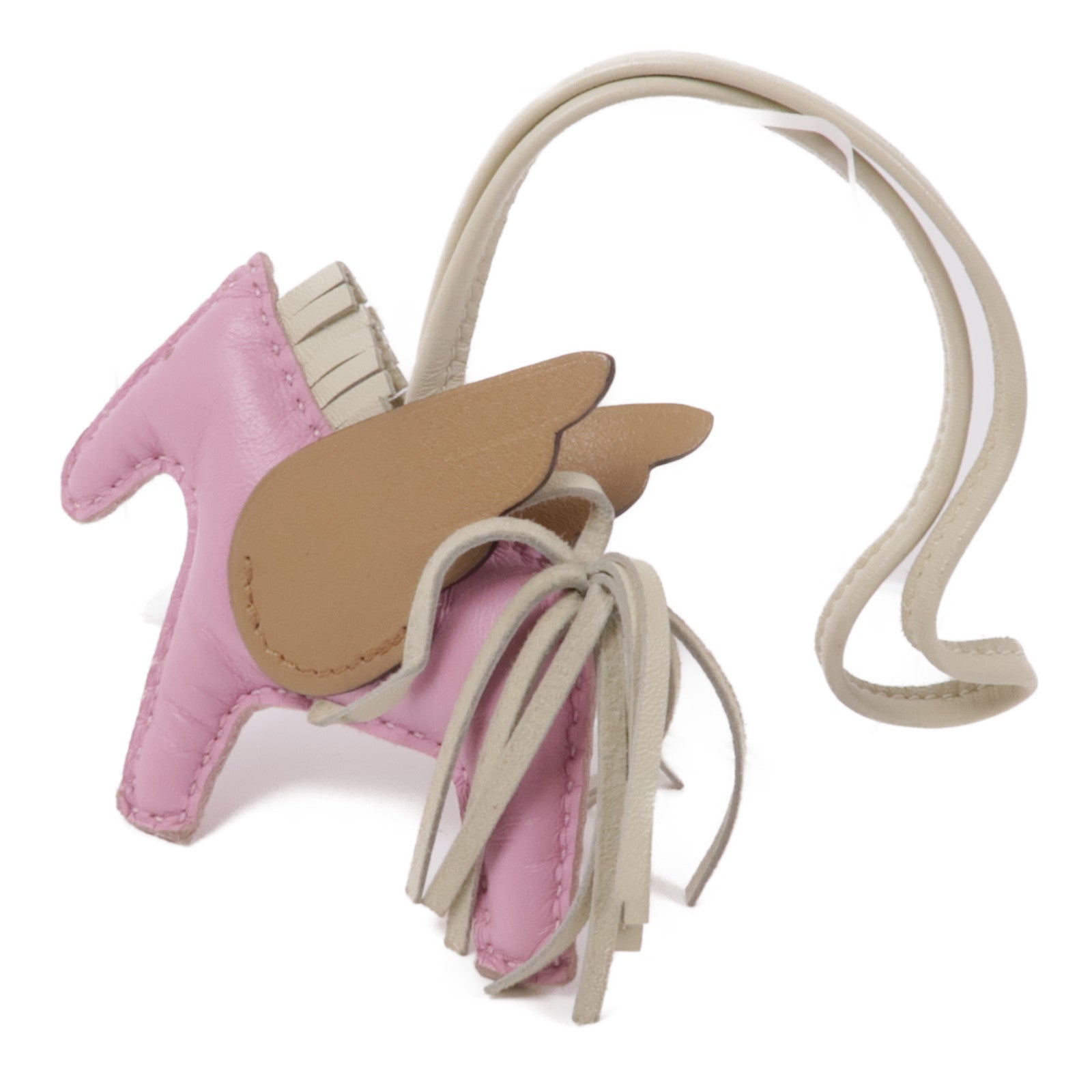 HERMES Milo皮革/Swift皮革Rodeo Pegase PM掛飾Mauve Sylvestre