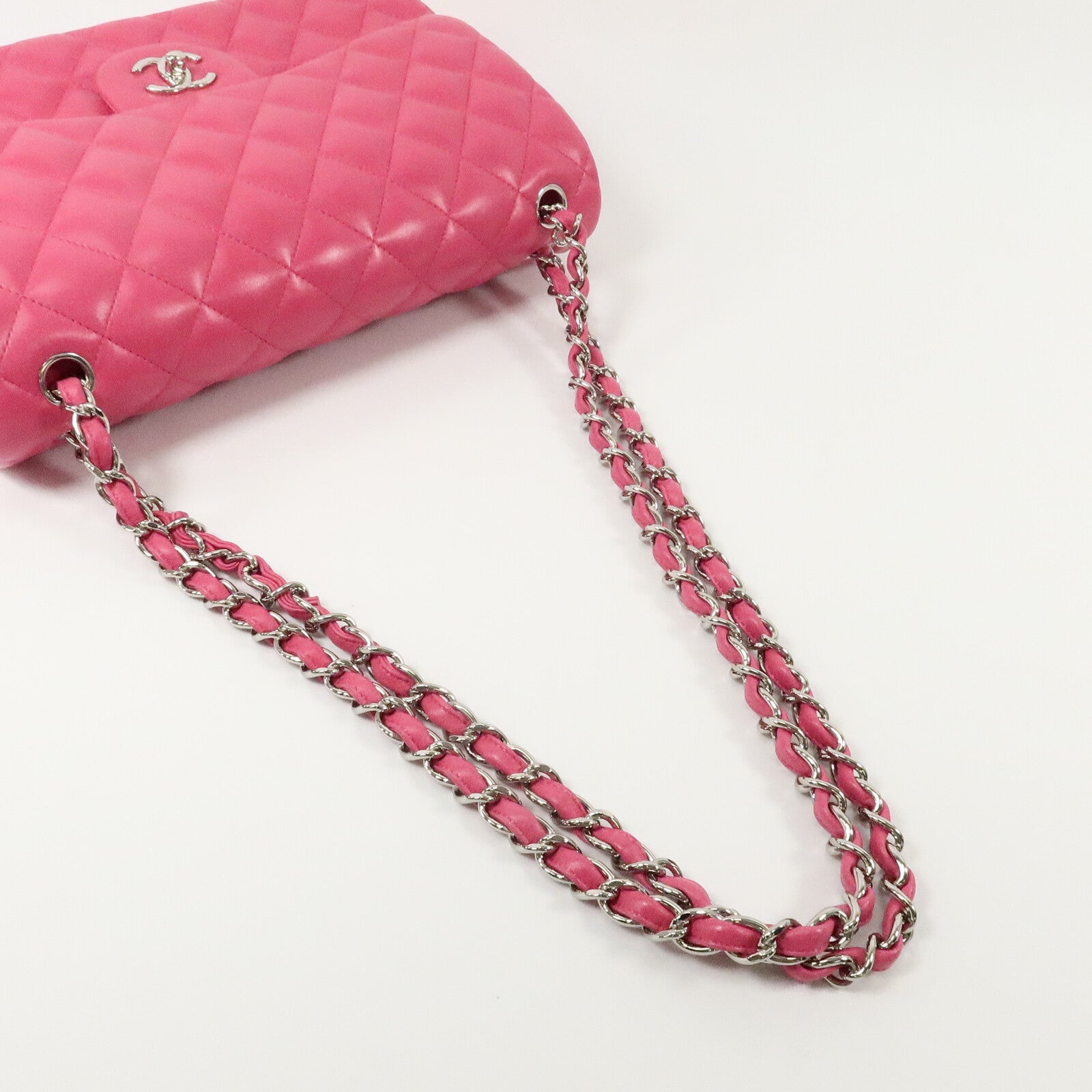 CHANEL 羊皮皮革Large Classic鏈帶手挽肩背兩用袋