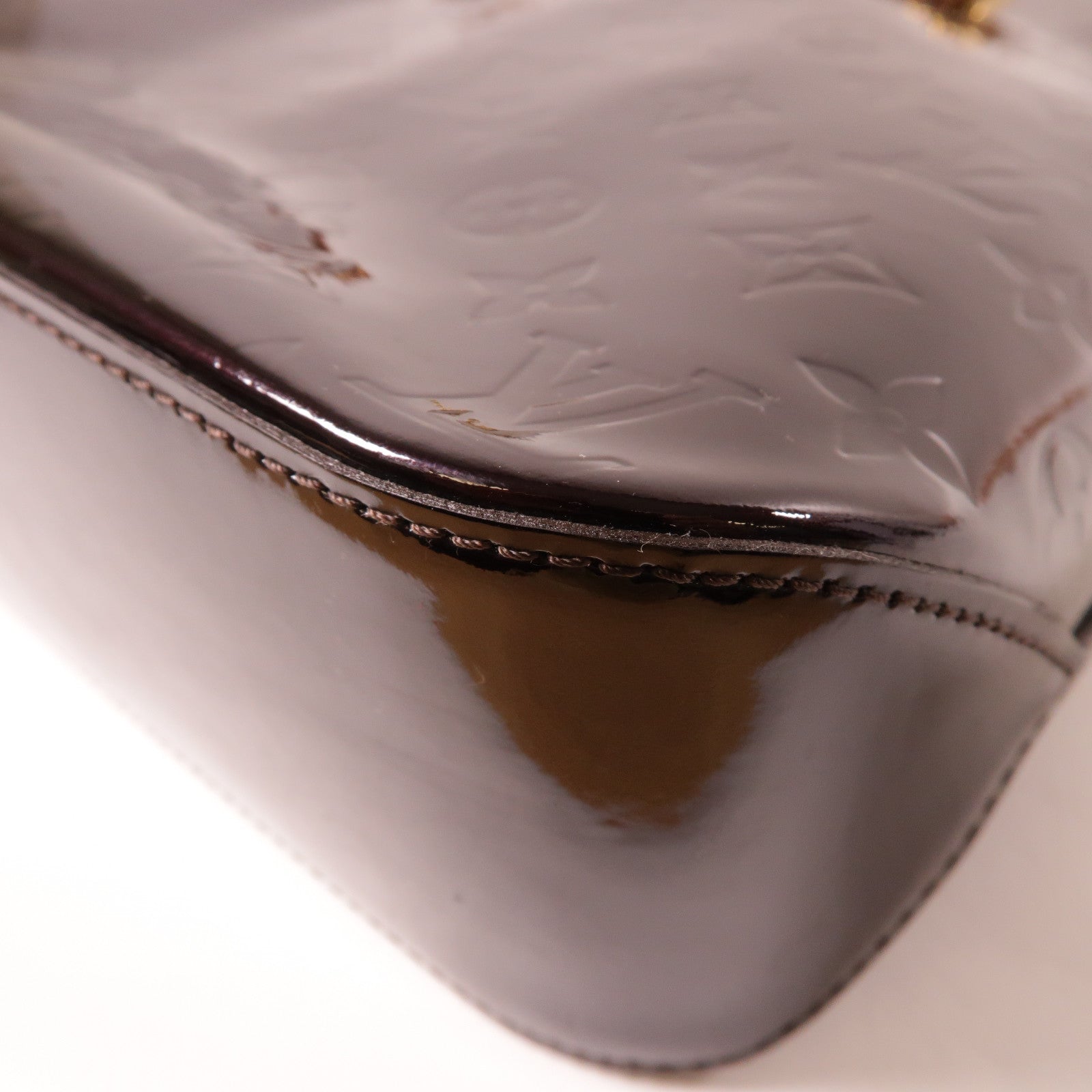 LOUIS VUITTON 【激減優惠】Vernis Brentwood金扣手挽袋酒紅色