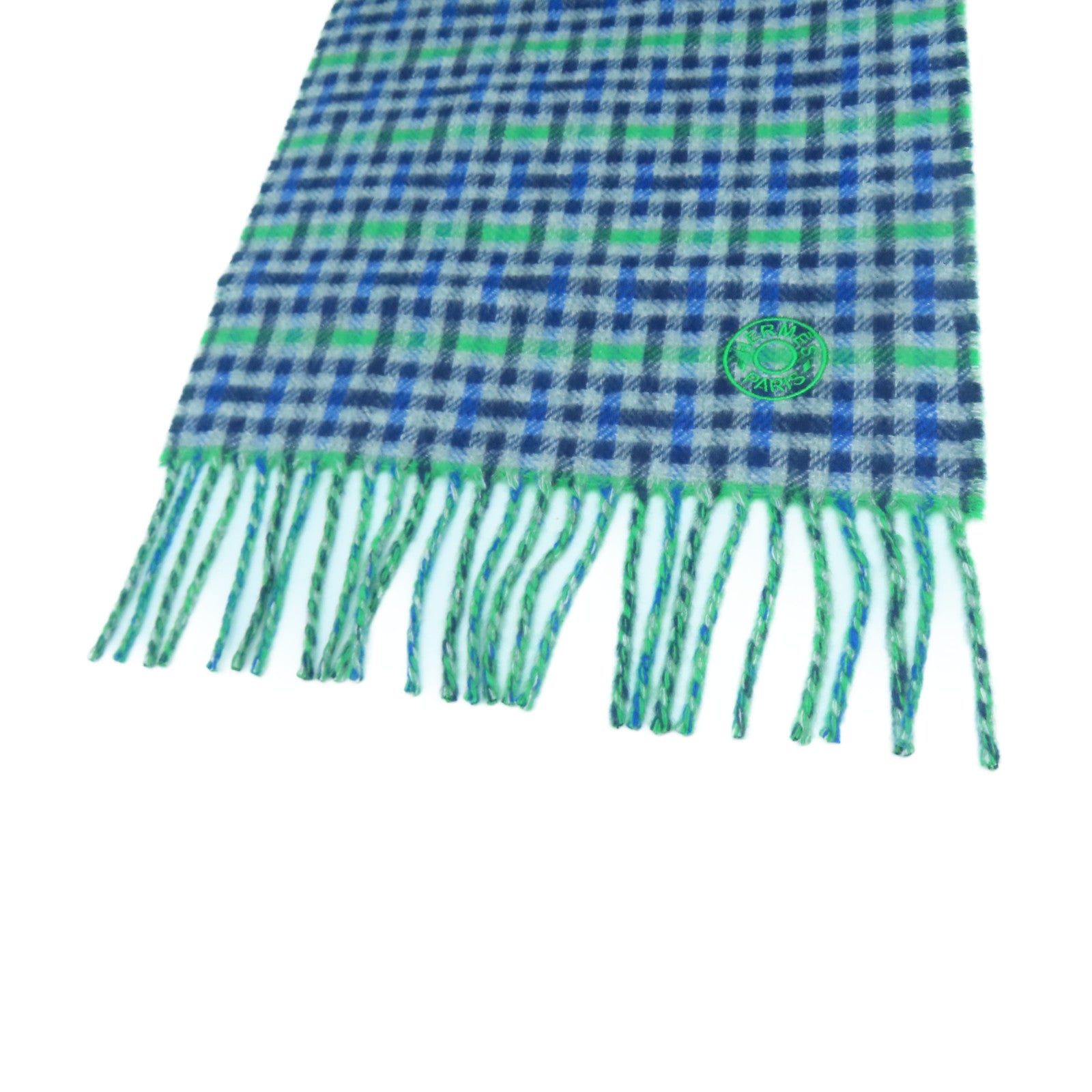 HERMES **【激減優惠】羊絨Scarf圍巾綠色/藍色